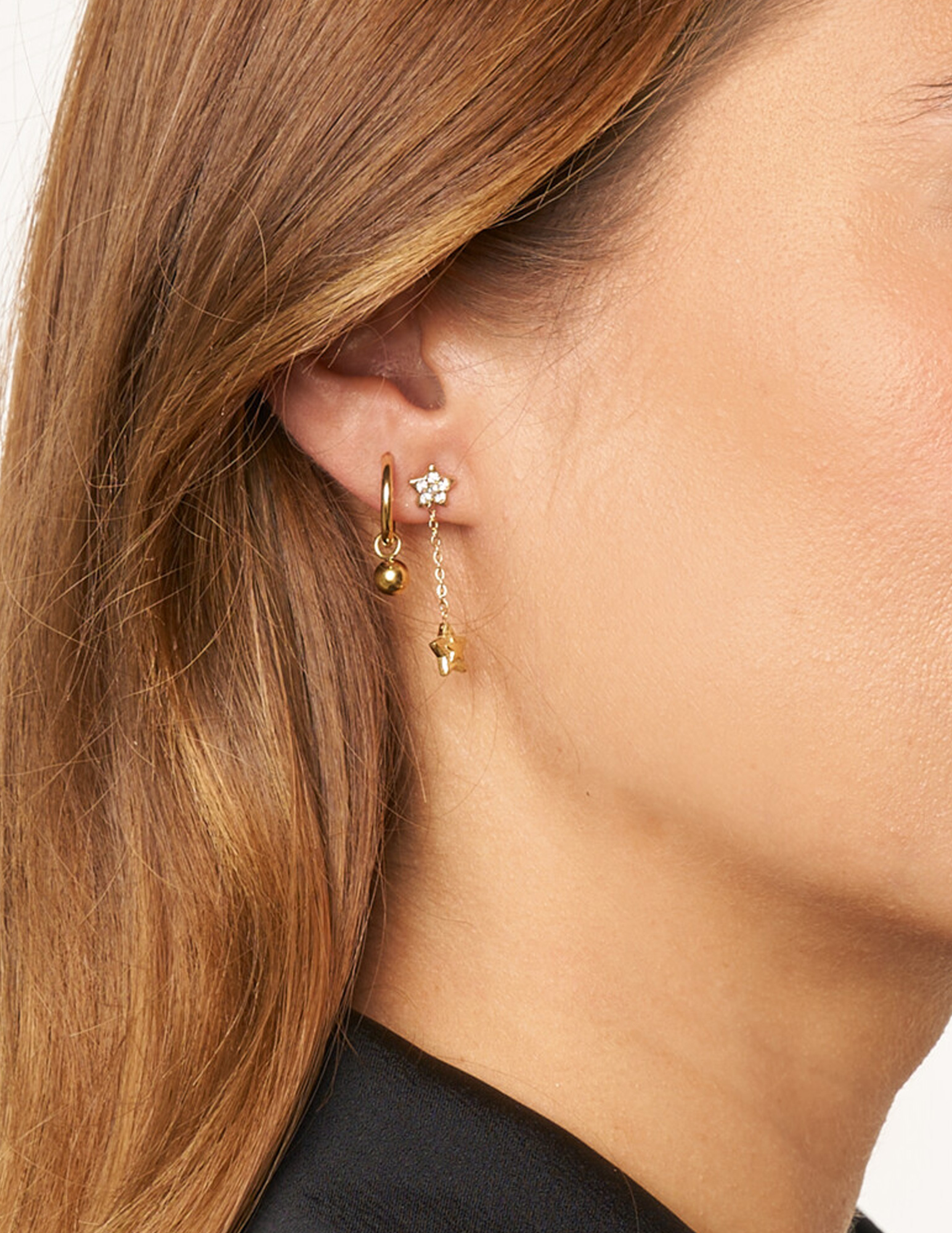 My Jewellery Oorhangers met dubbele ster MJ14778 Goud