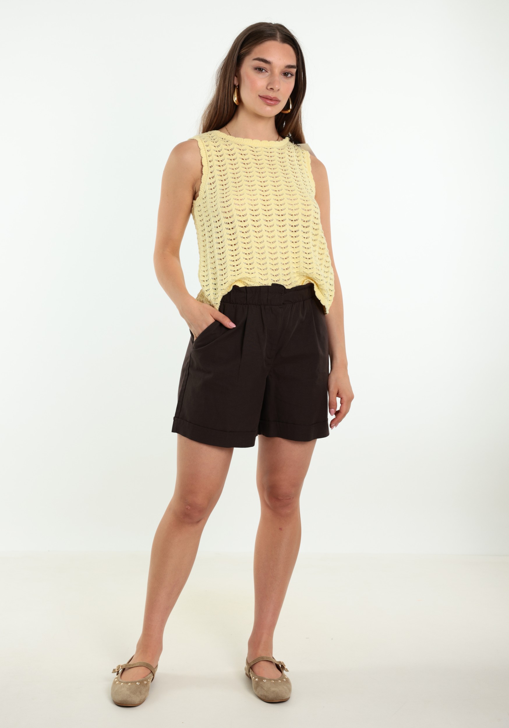 VERO MODA Short Selma 10345671 Donker bruin