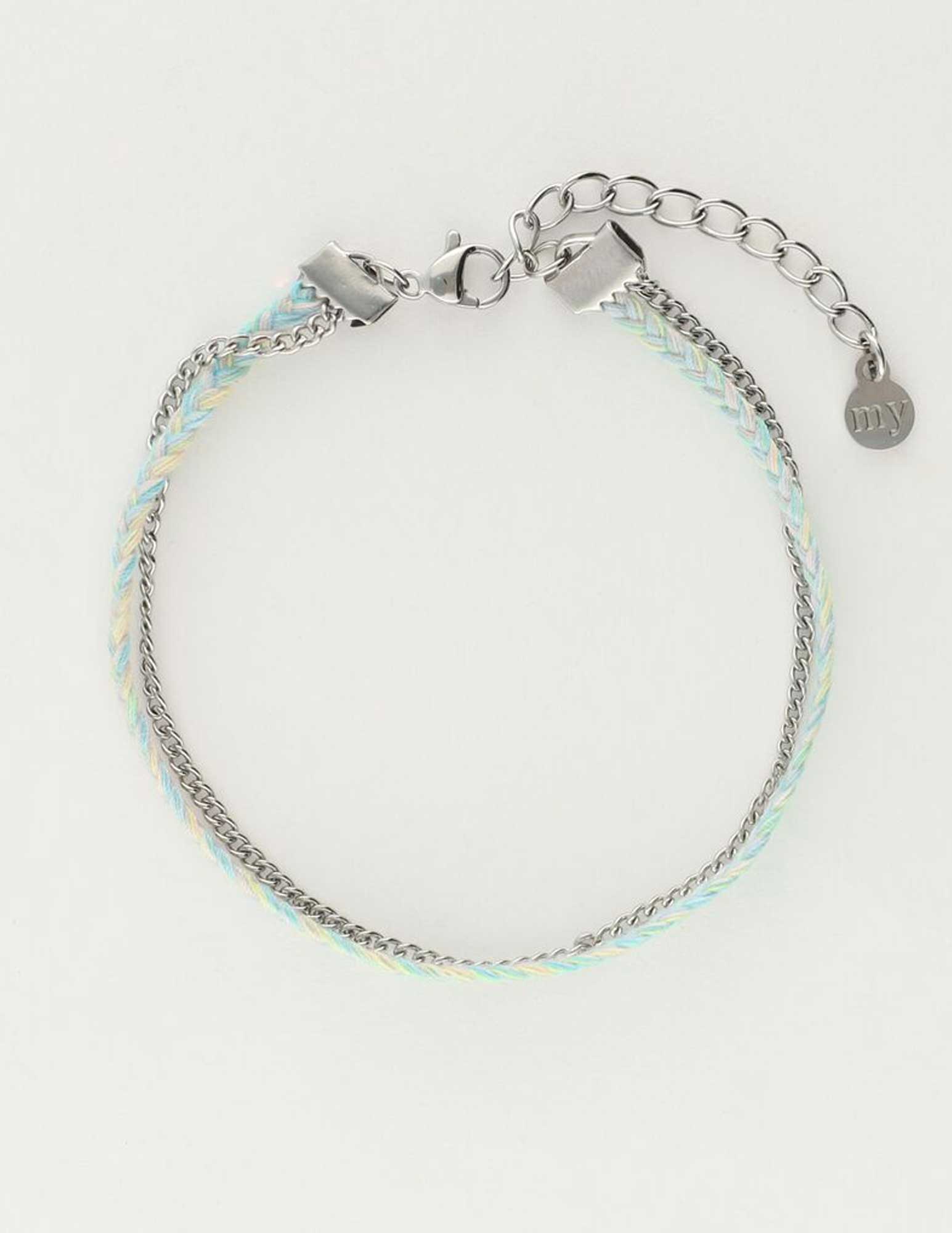 My Jewellery Dubbele armband met schakel en touw MJ09721 Zilver