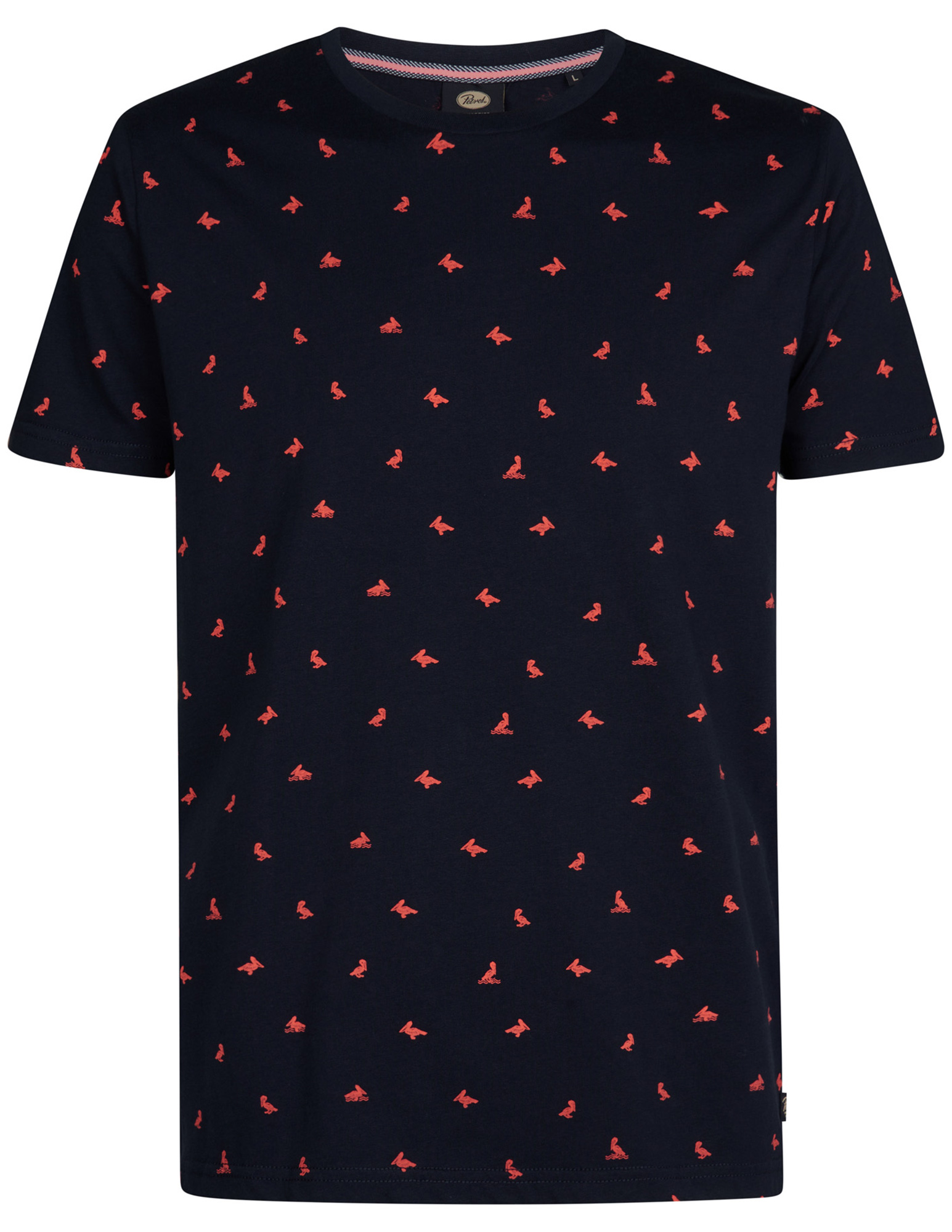 Petrol T-shirt met pelikaan print M-1050-TSR118 Donker blauw