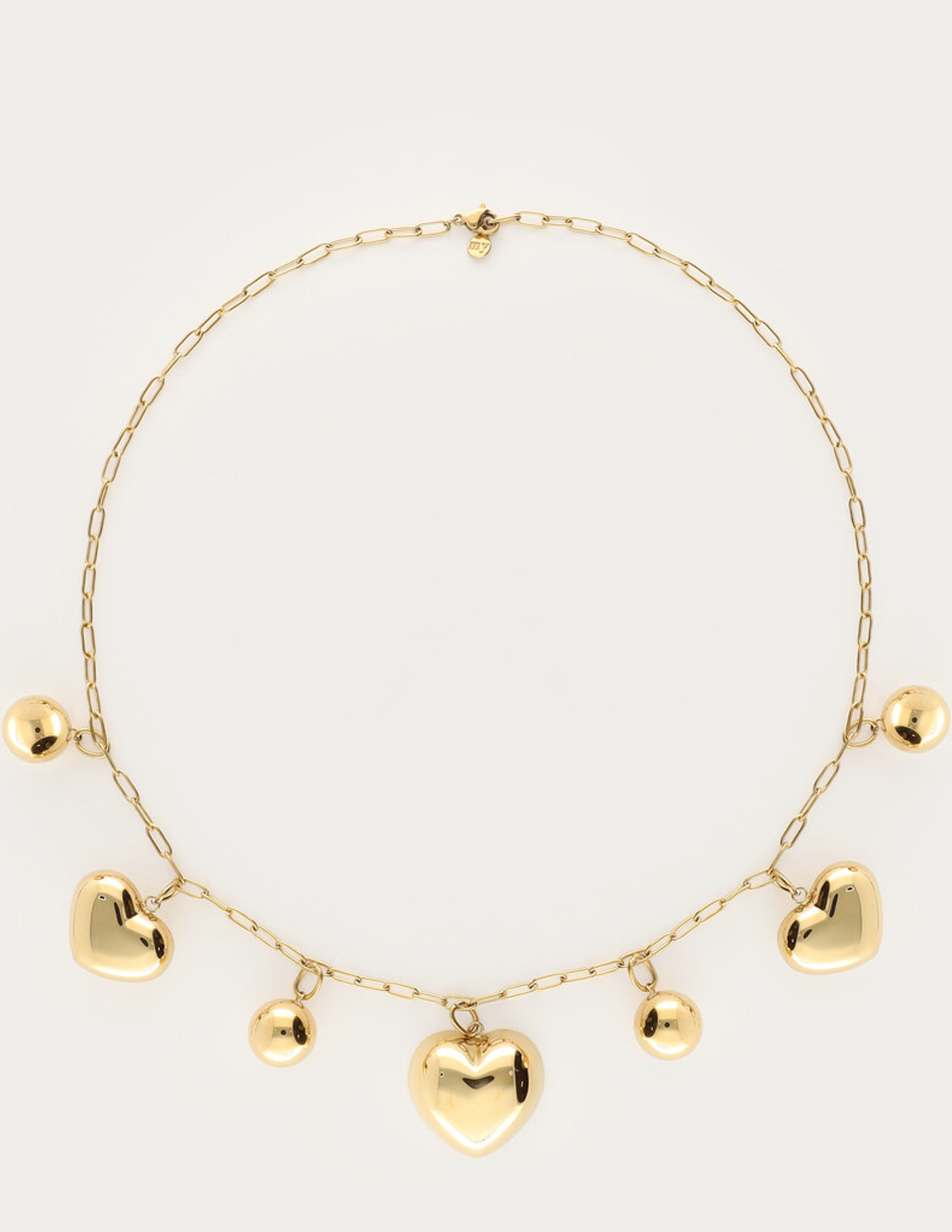 My Jewellery Bold ketting met hartjes en bolletjes MJ14118 Goud