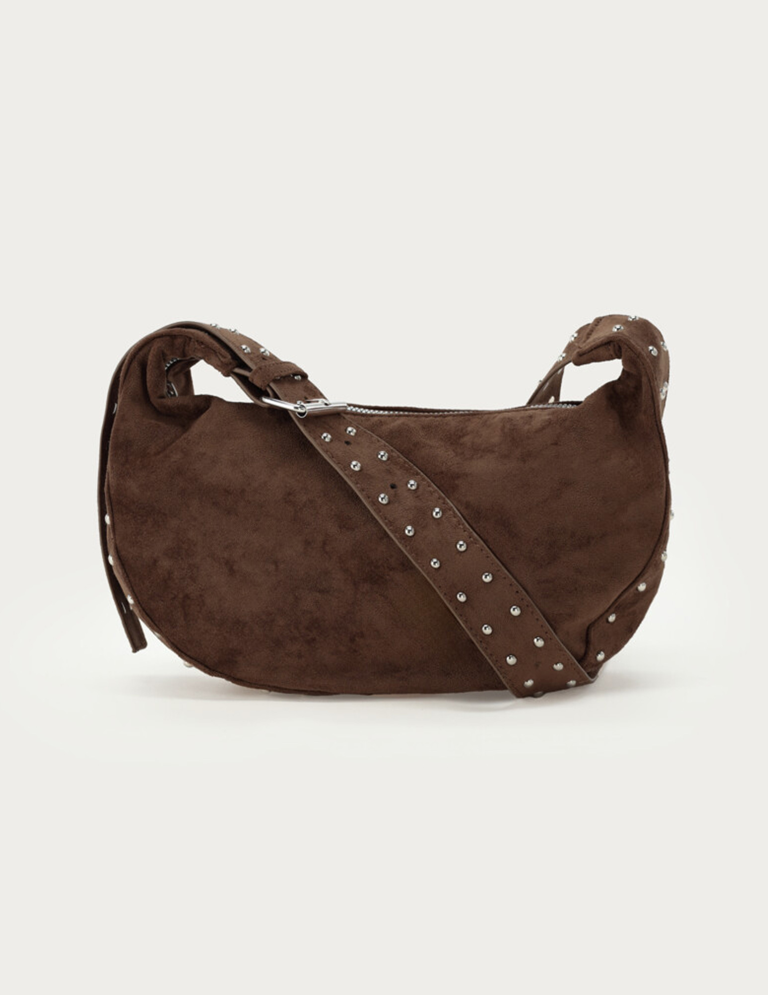 My Jewellery Crossbody tas in suède look met studs MJ15314 Bruin