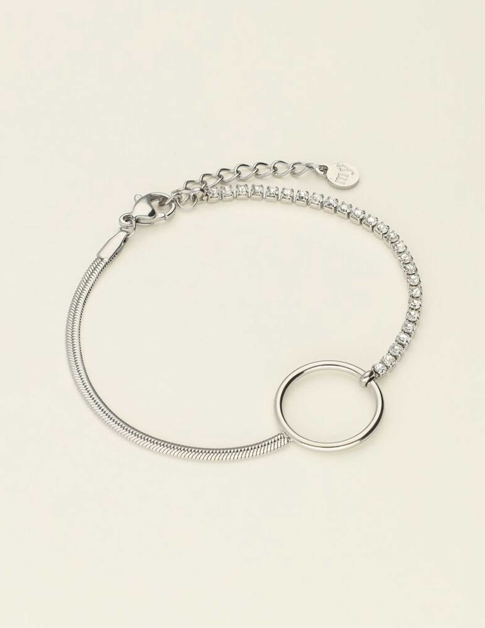 My Jewellery Armband met steentjes en cirkel MJ09414 Zilver