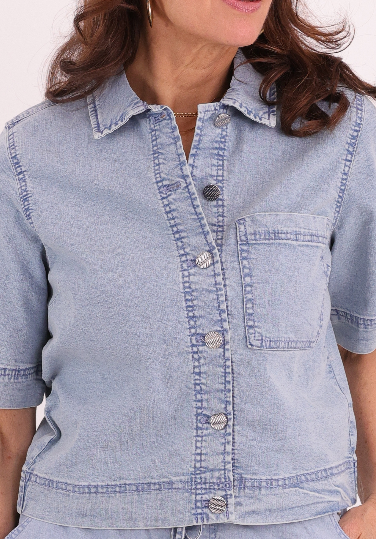 Tramontana Denim blouse F01-19-801 Licht blauw