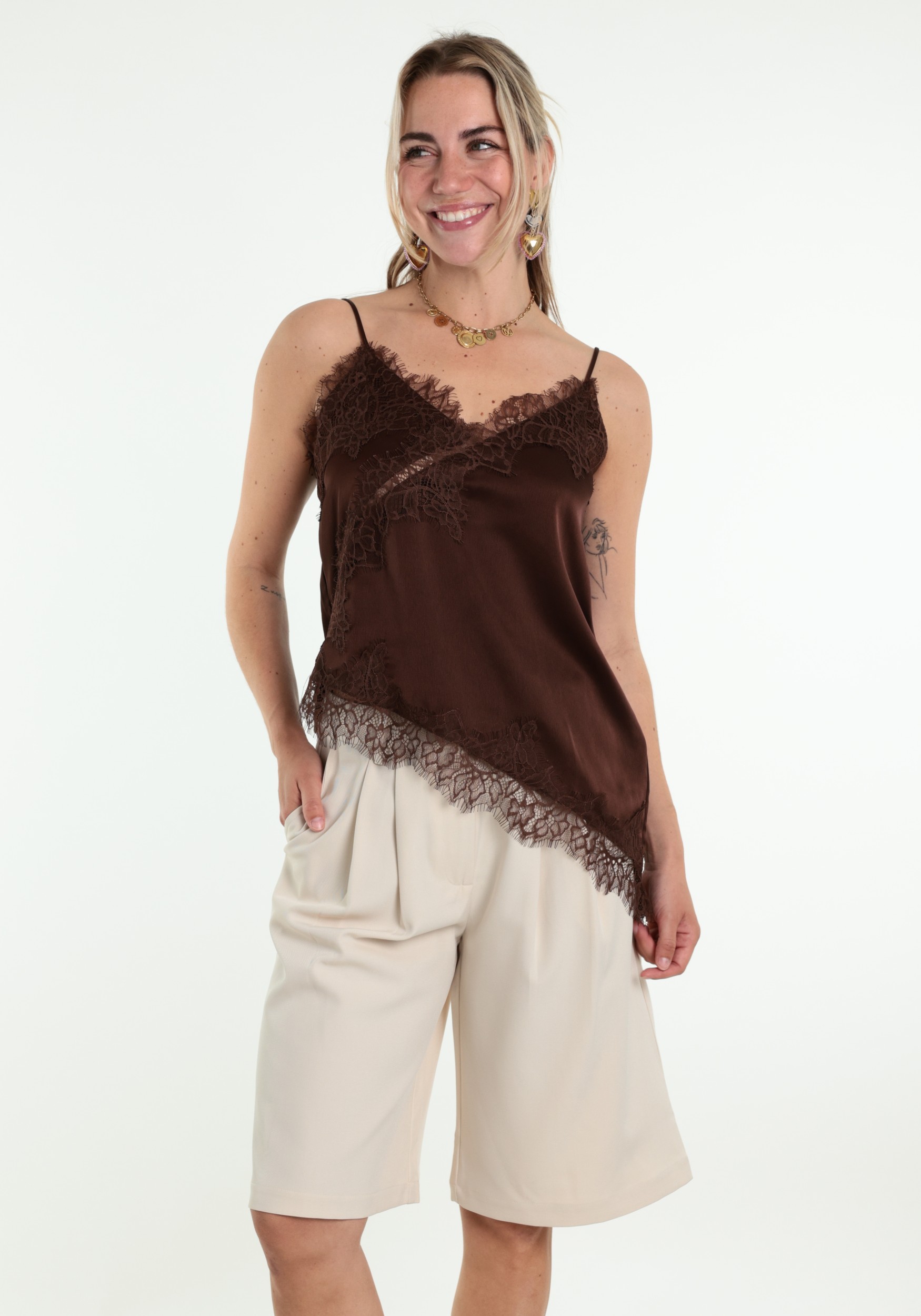 VERO MODA Lace singlet 10352170 Bruin