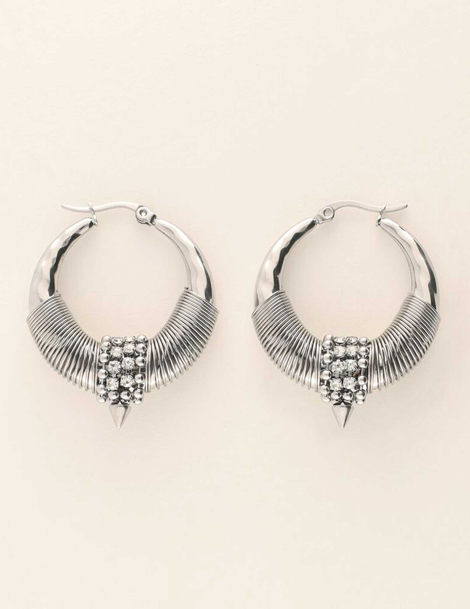 My Jewellery Oorringen Chunky met strass MJ08344 Zilver