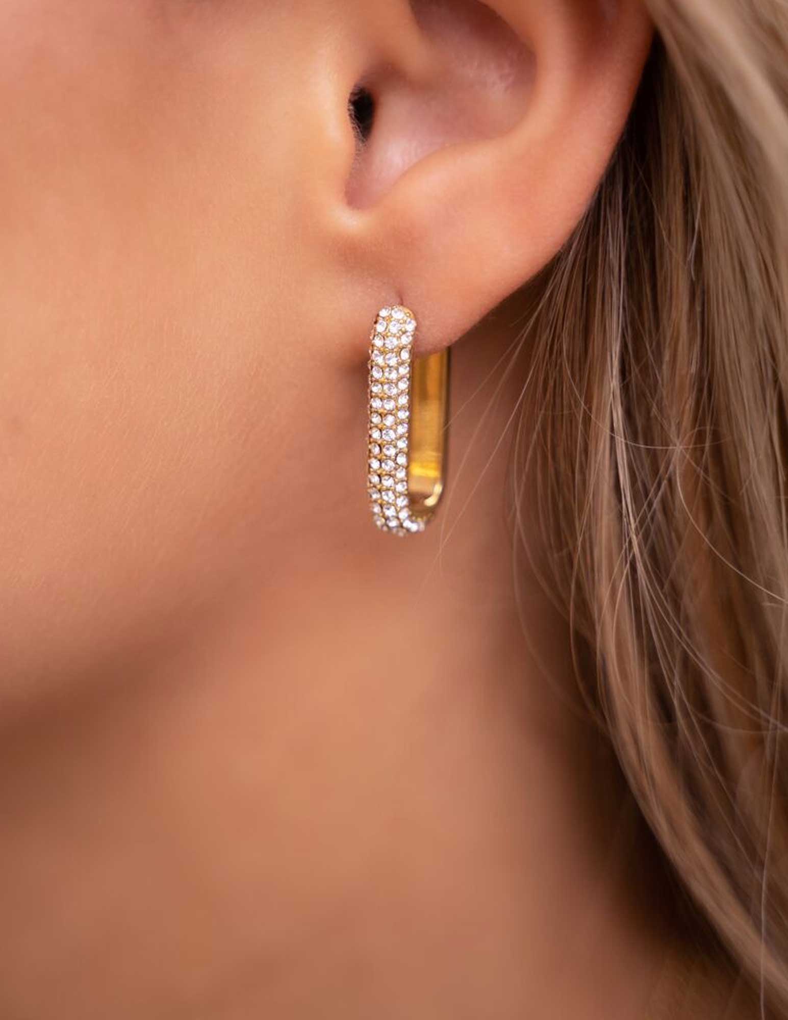 My Jewellery Rechthoekige oorhangers met steentjes MJ05574 Zilver