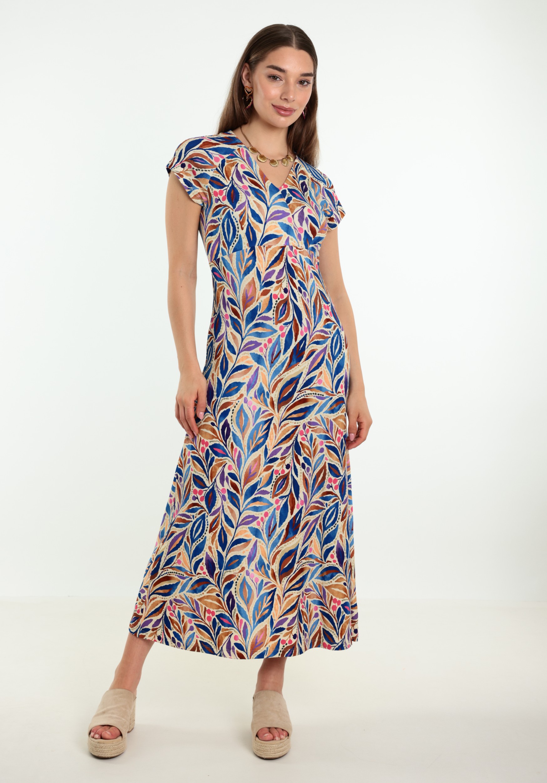 Geisha Lange jurk all-over print 67423-60 JANE Turquoise
