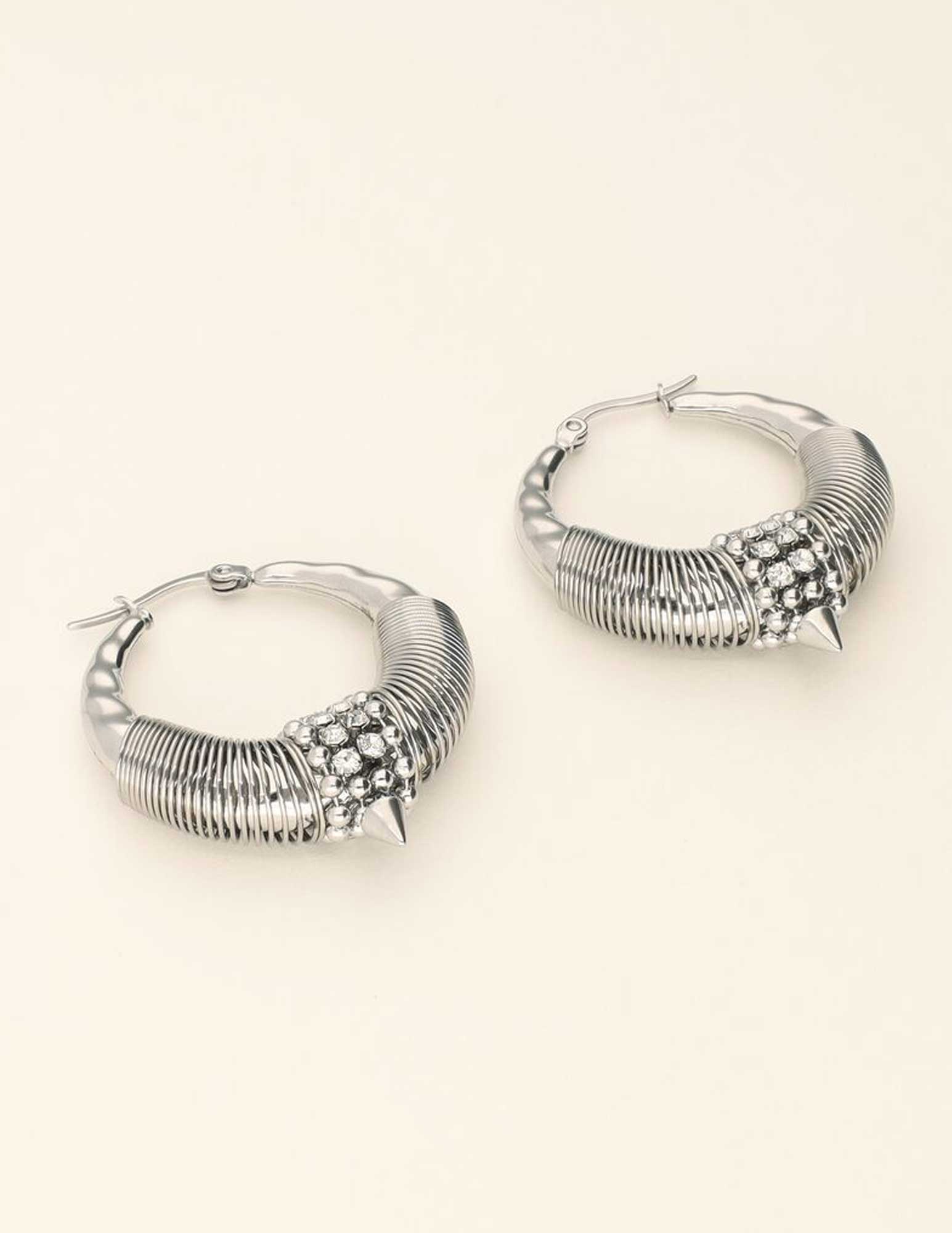 My Jewellery Oorringen Chunky met strass MJ08344 Zilver