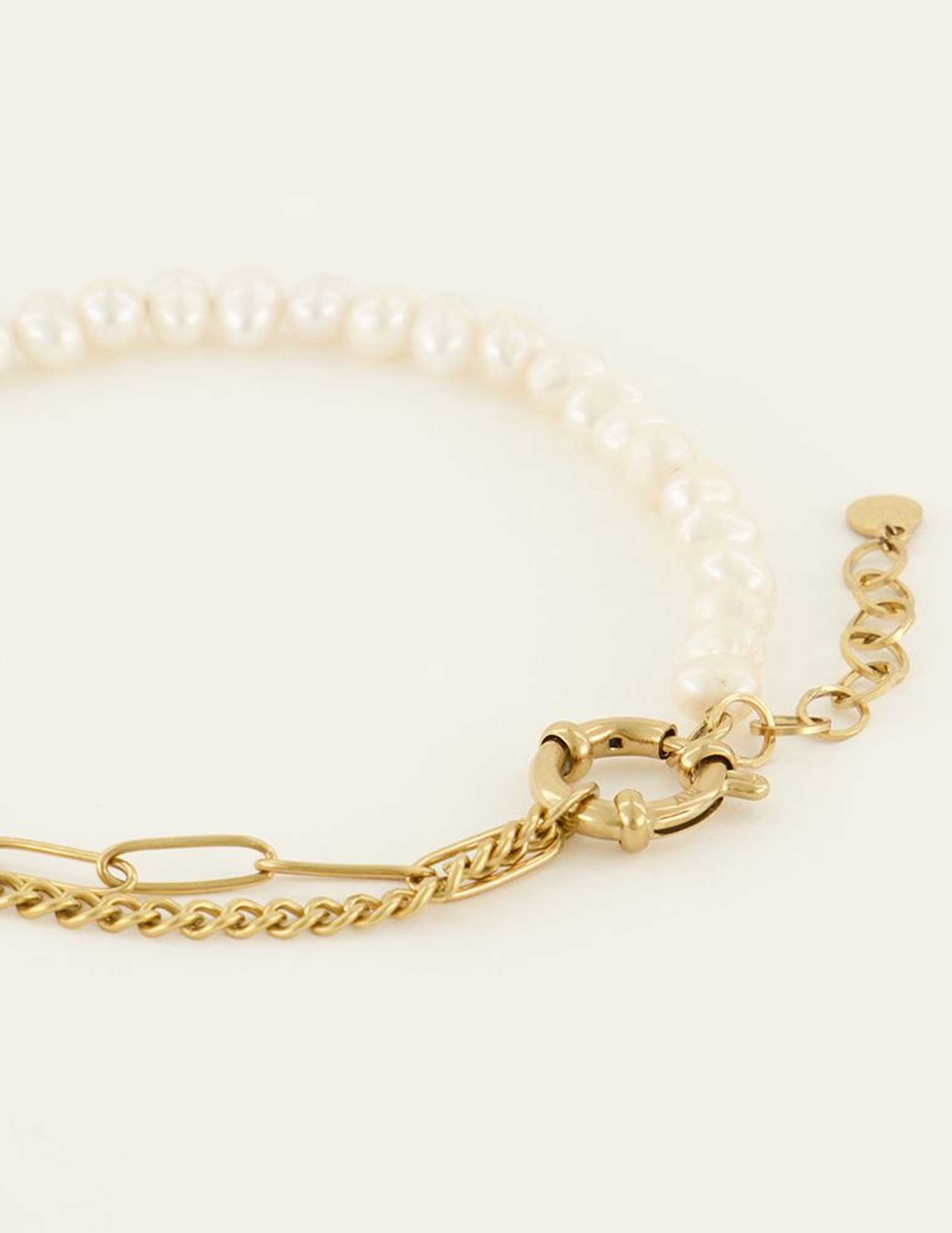 My Jewellery Enkelbandje Sunchasers schakels en parels MJ08010 Goud
