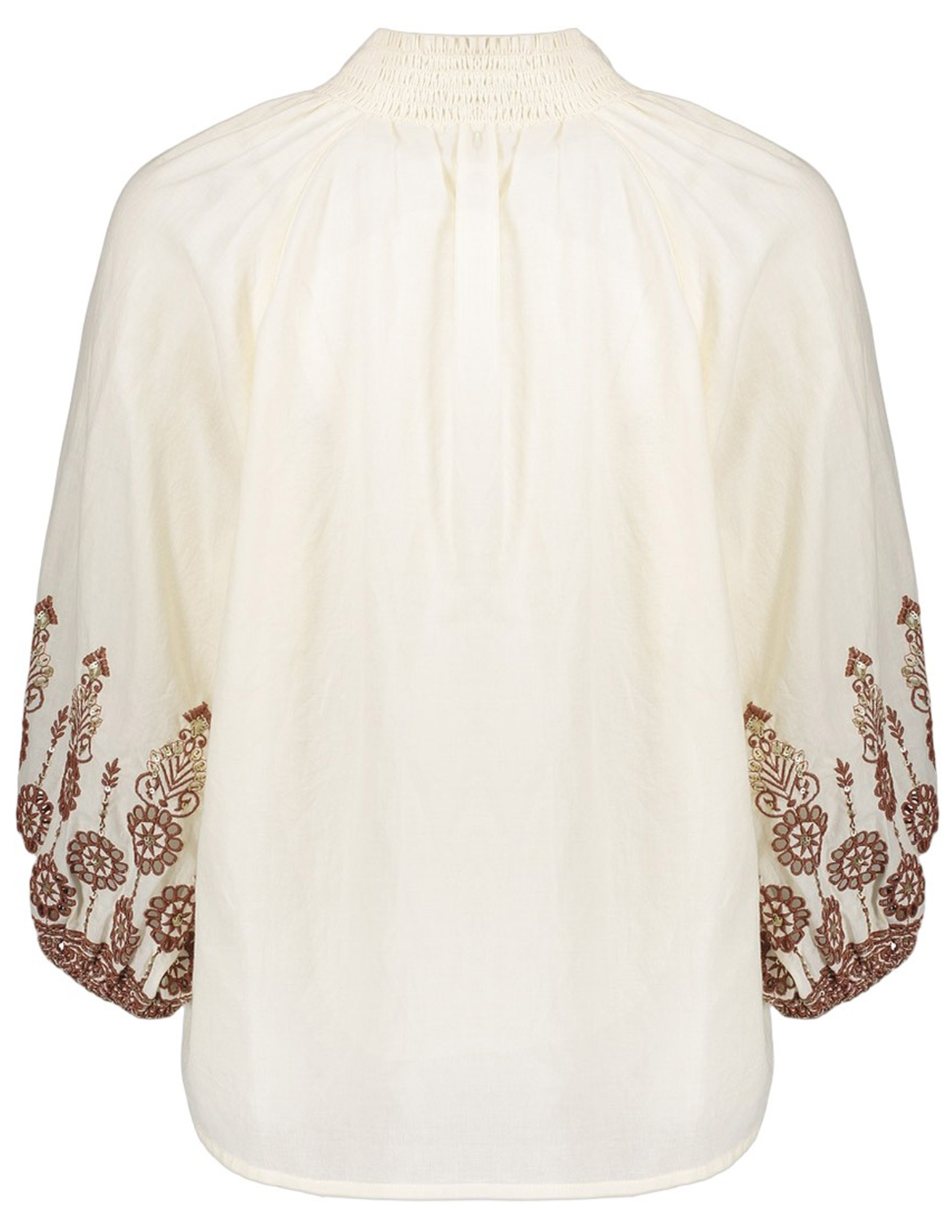 Geisha Blouse geborduurde mouwen 63434-26 Wolwit-ecru