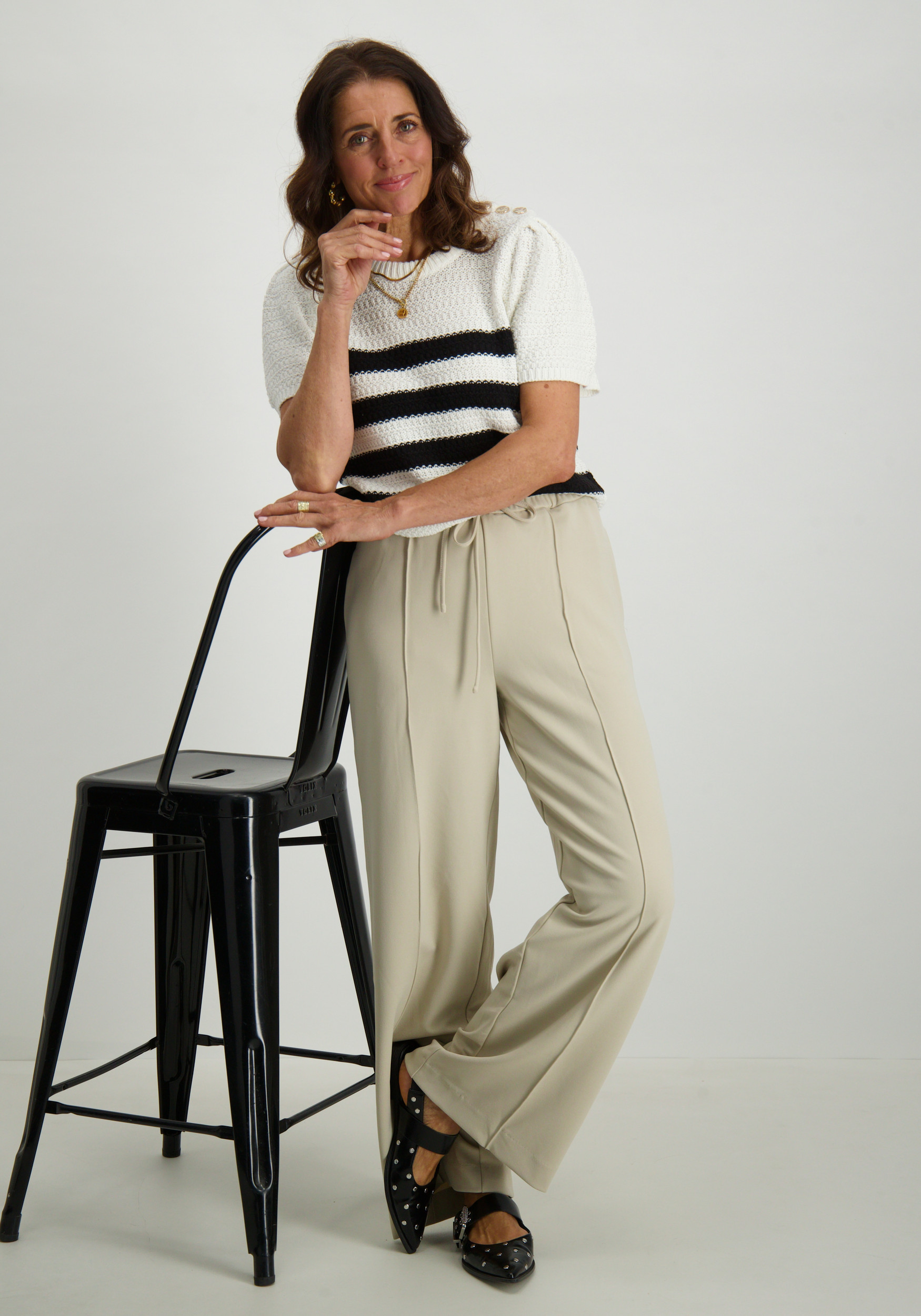 FREE|QUENT Trui Cotla 205675 Zwart/Wit