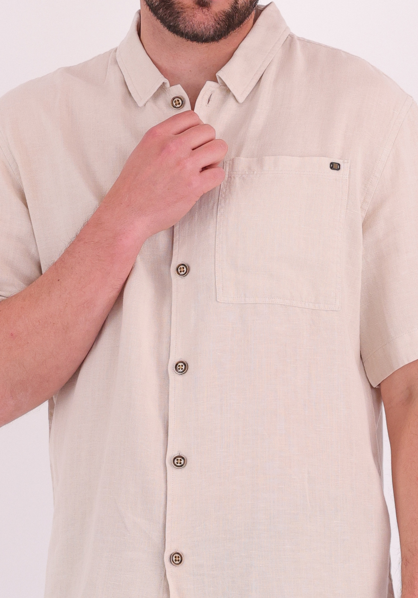 No Excess Overhemd linnen 32420423 Beige