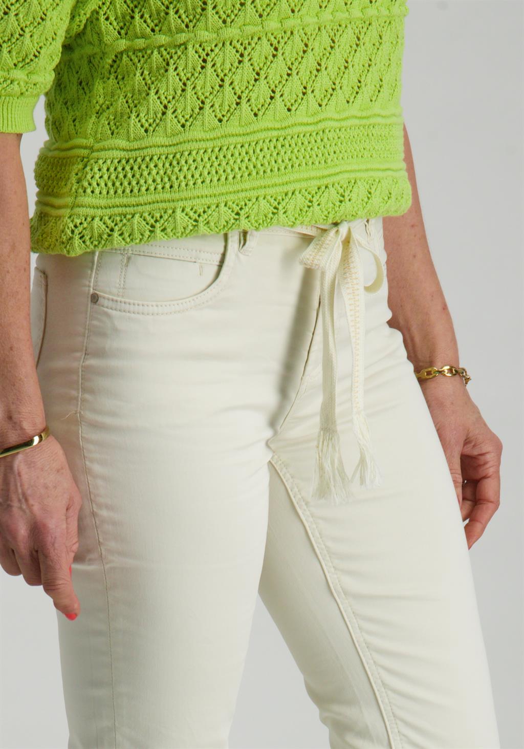 Geisha Broek met ceintuur 41012-10 Wolwit-ecru
