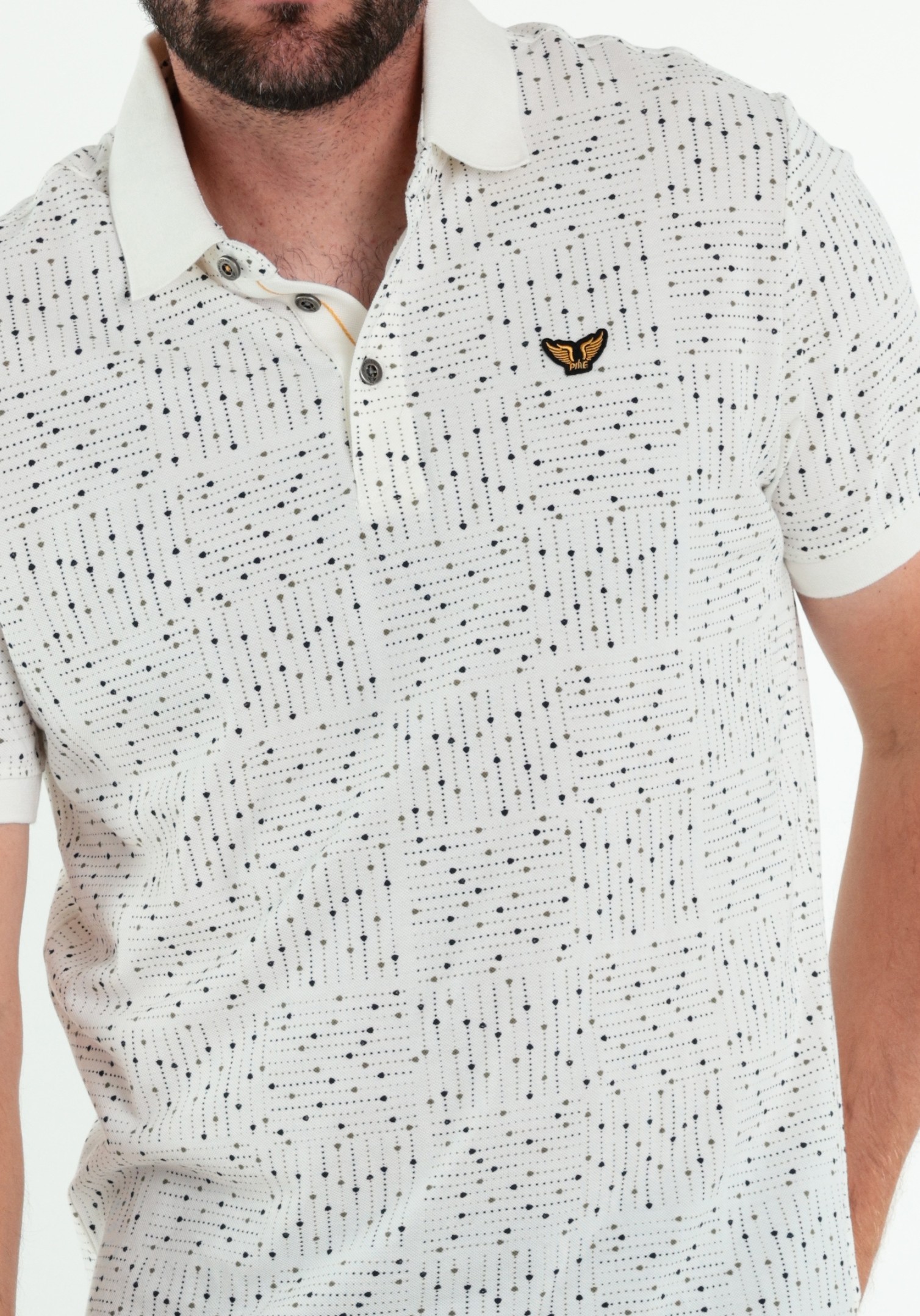 PME Legend Polo all-over print PPSS2605859 Wit