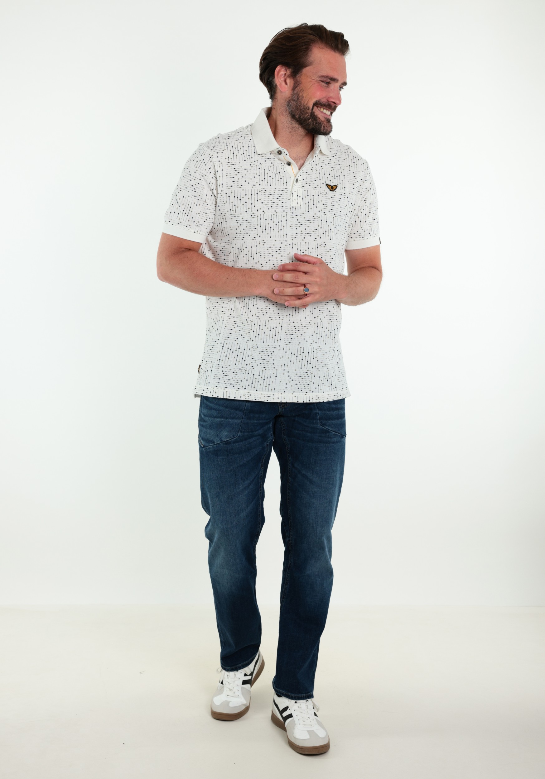 PME Legend Polo all-over print PPSS2605859 Wit