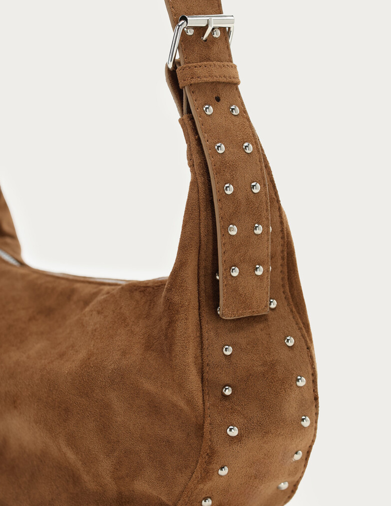My Jewellery Crossbody tas in suède look met studs MJ15315 Cognac