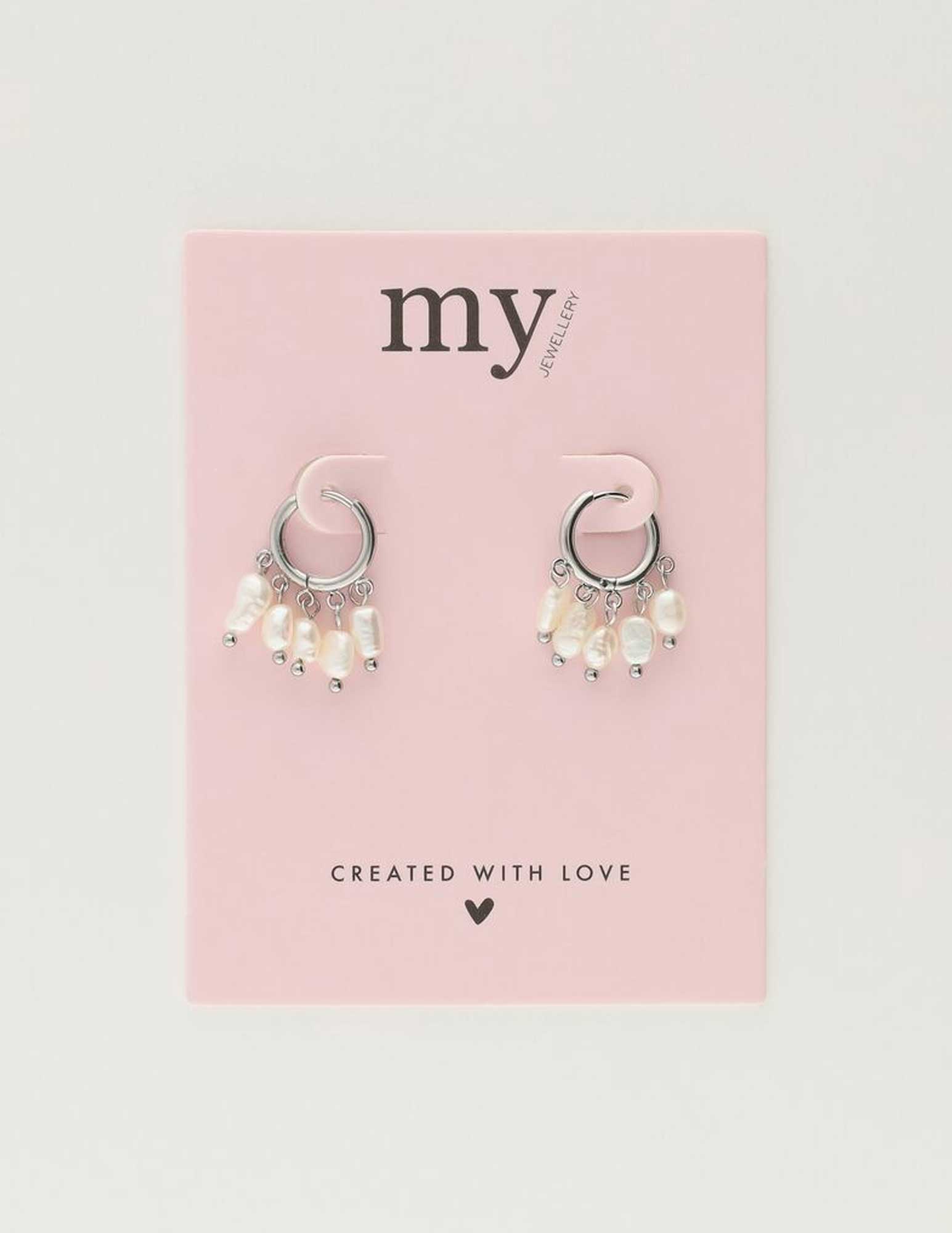My Jewellery Oorringen met vijf parels MJ10270 Zilver