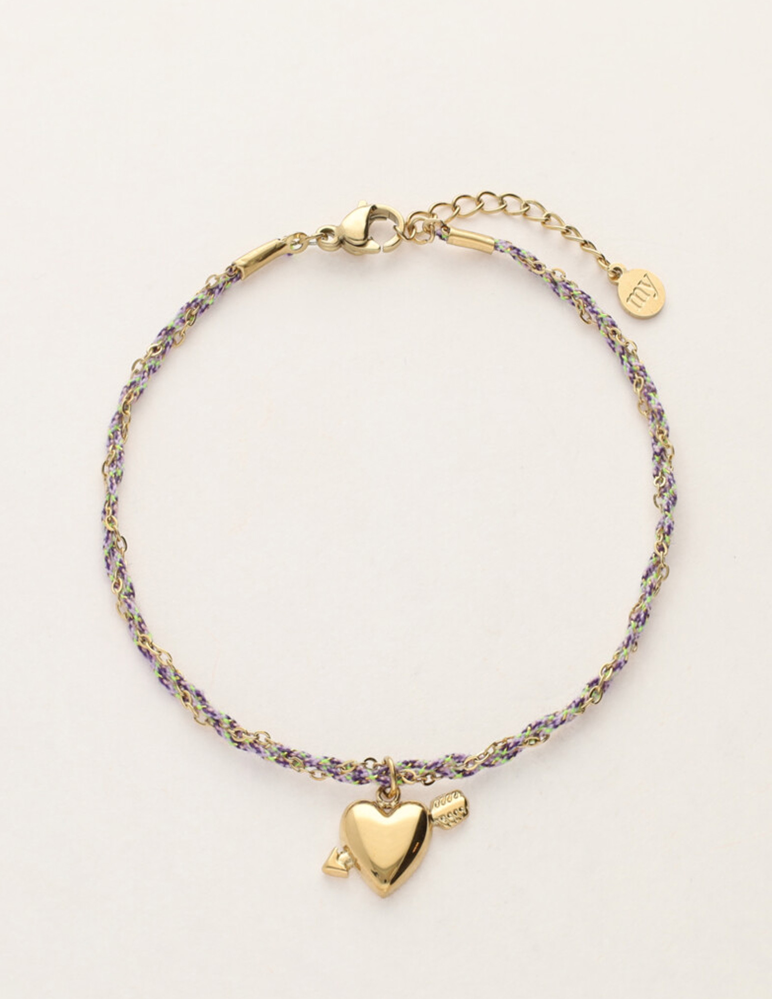 My Jewellery Sunrocks koord armband cupido hart MJ12209 Goud