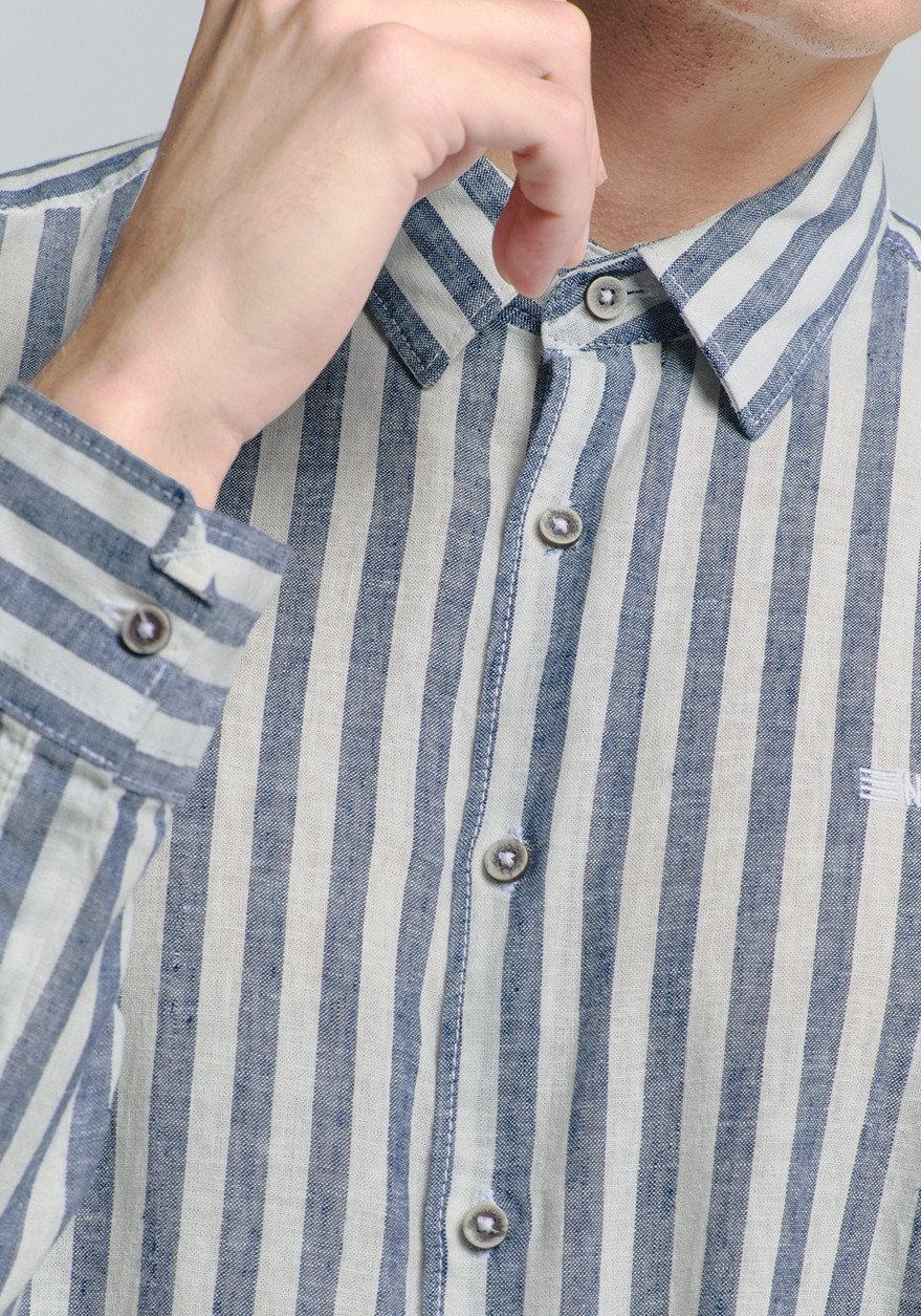 No Excess Overhemd gestreept 27470224SN Blauw