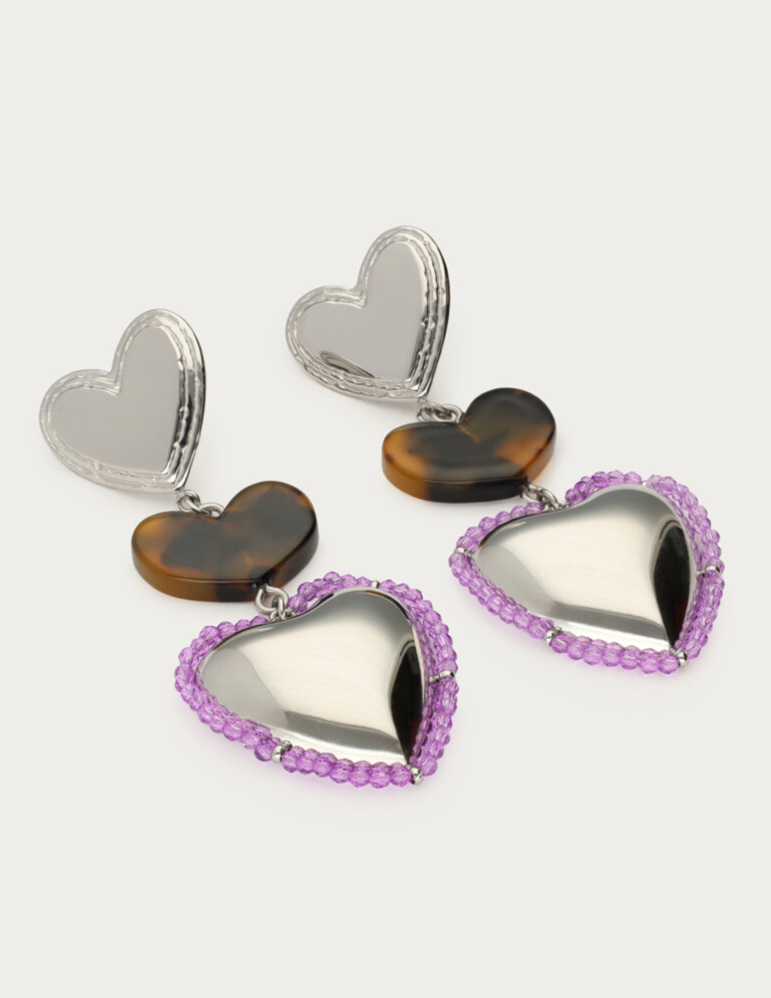 My Jewellery Sunrocks Statement oorbellen hartjes leopard MJ12622 Zilver