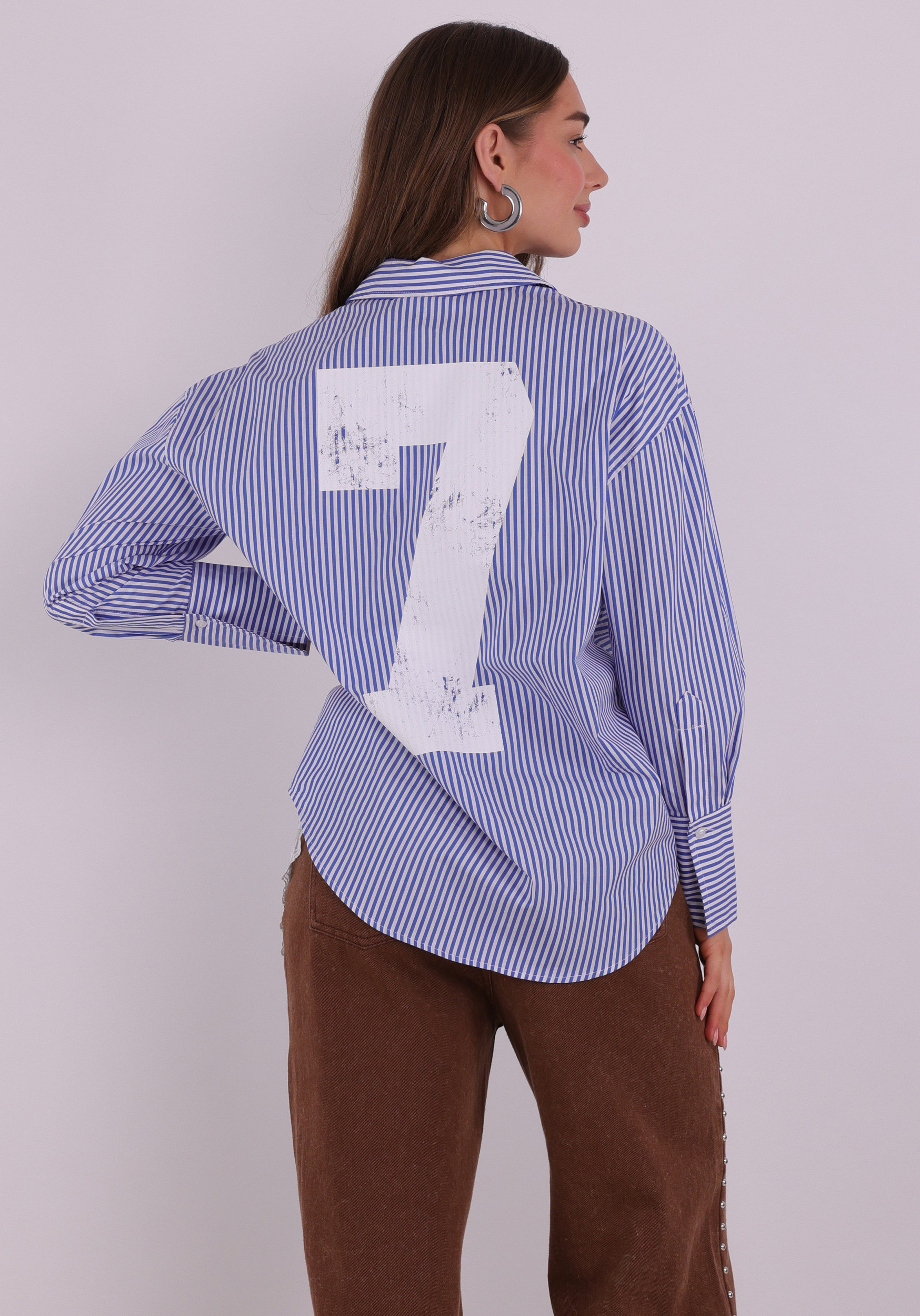 Colourful Rebel Blouse Talia Striped WB117601 Blauw