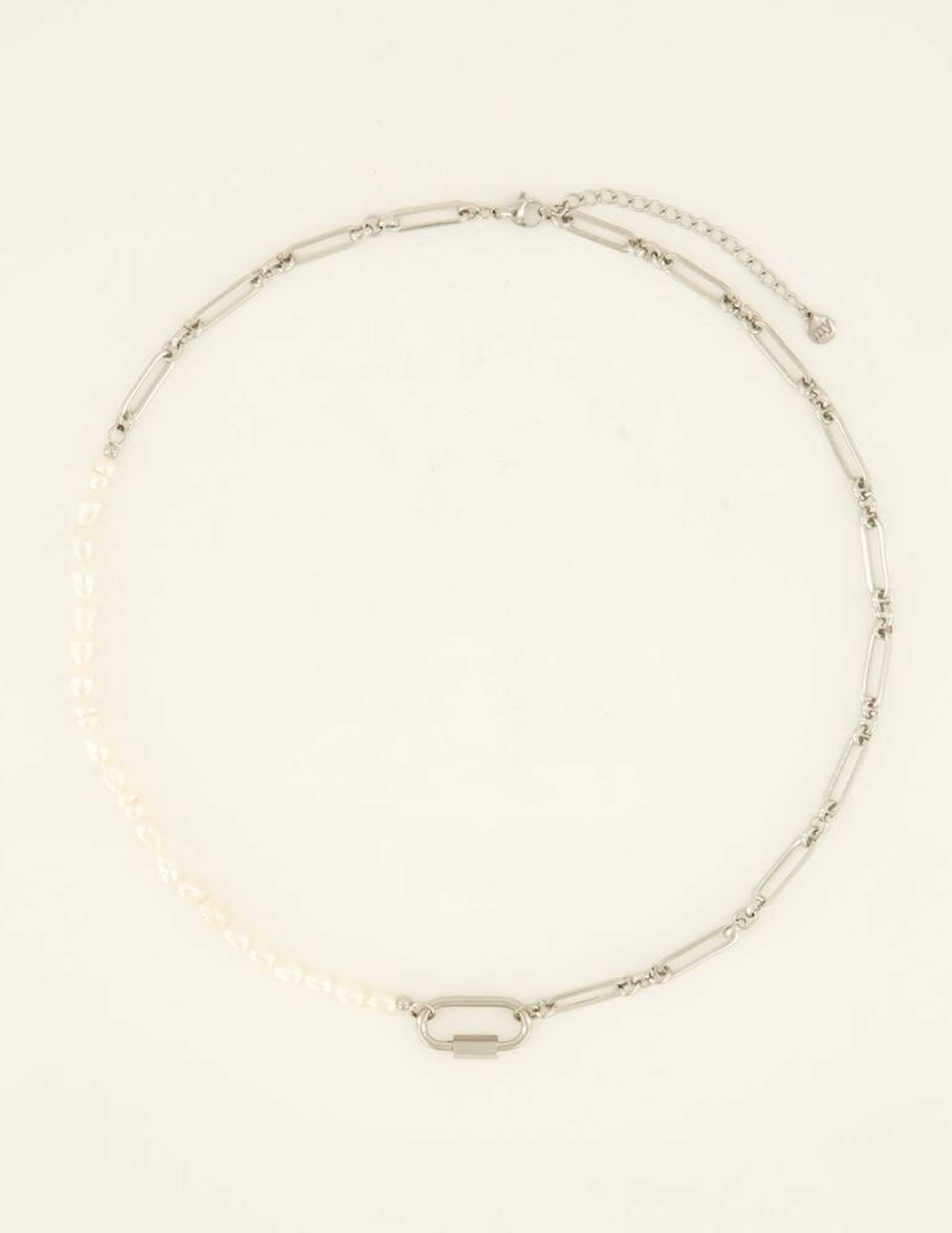 My Jewellery Ketting met open schakels en parels MJ08724 Zilver