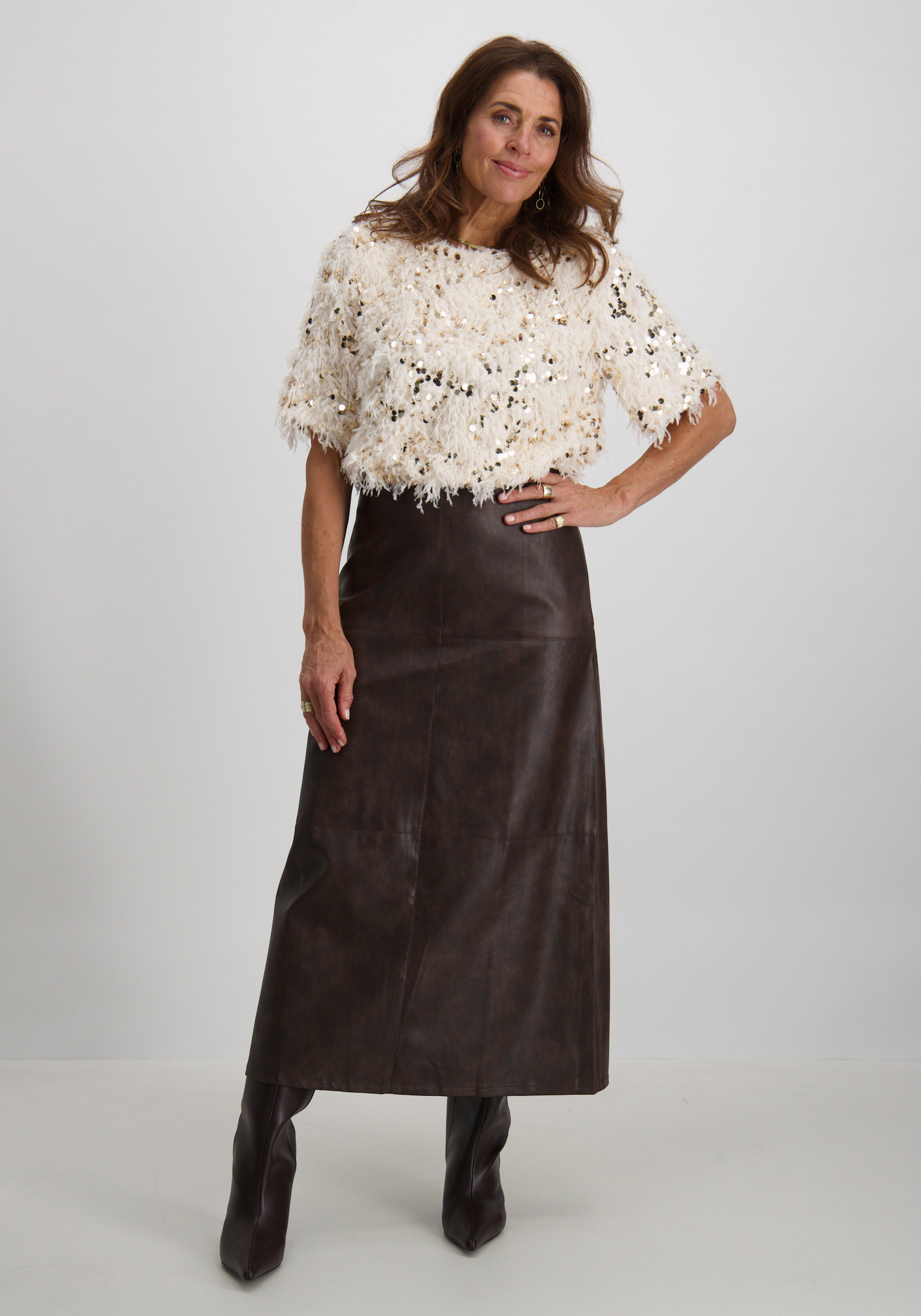 Geisha Rok leatherlook 56503-10 Donker bruin