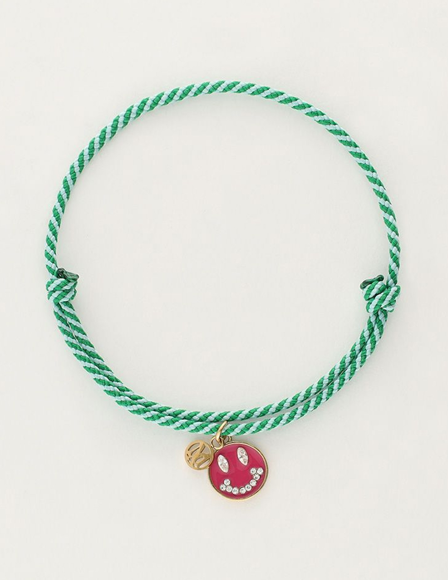 My Jewellery Armband cord green smiley MJ10200 Goud