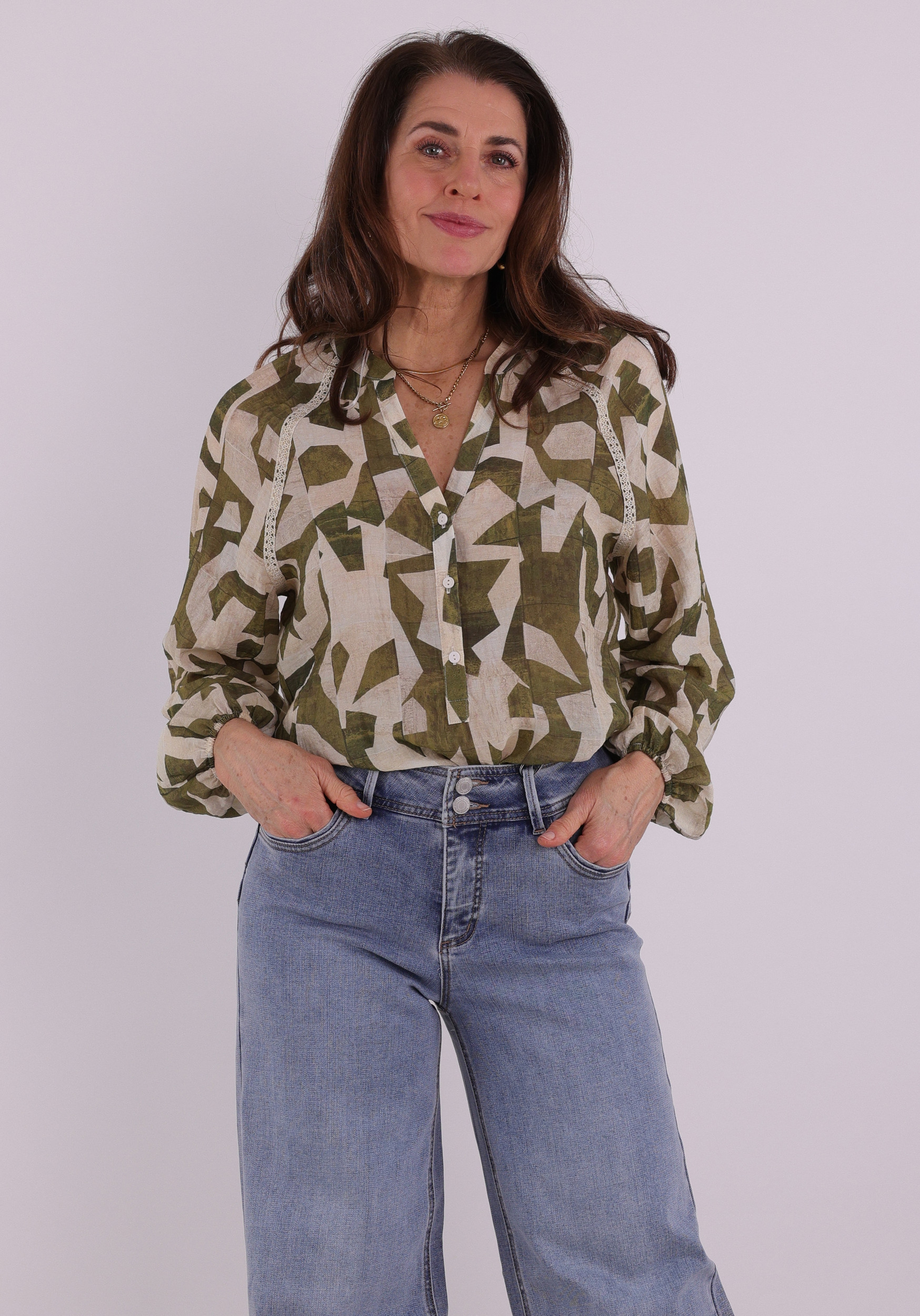 Geisha Blouse printed 63241-20 Groen