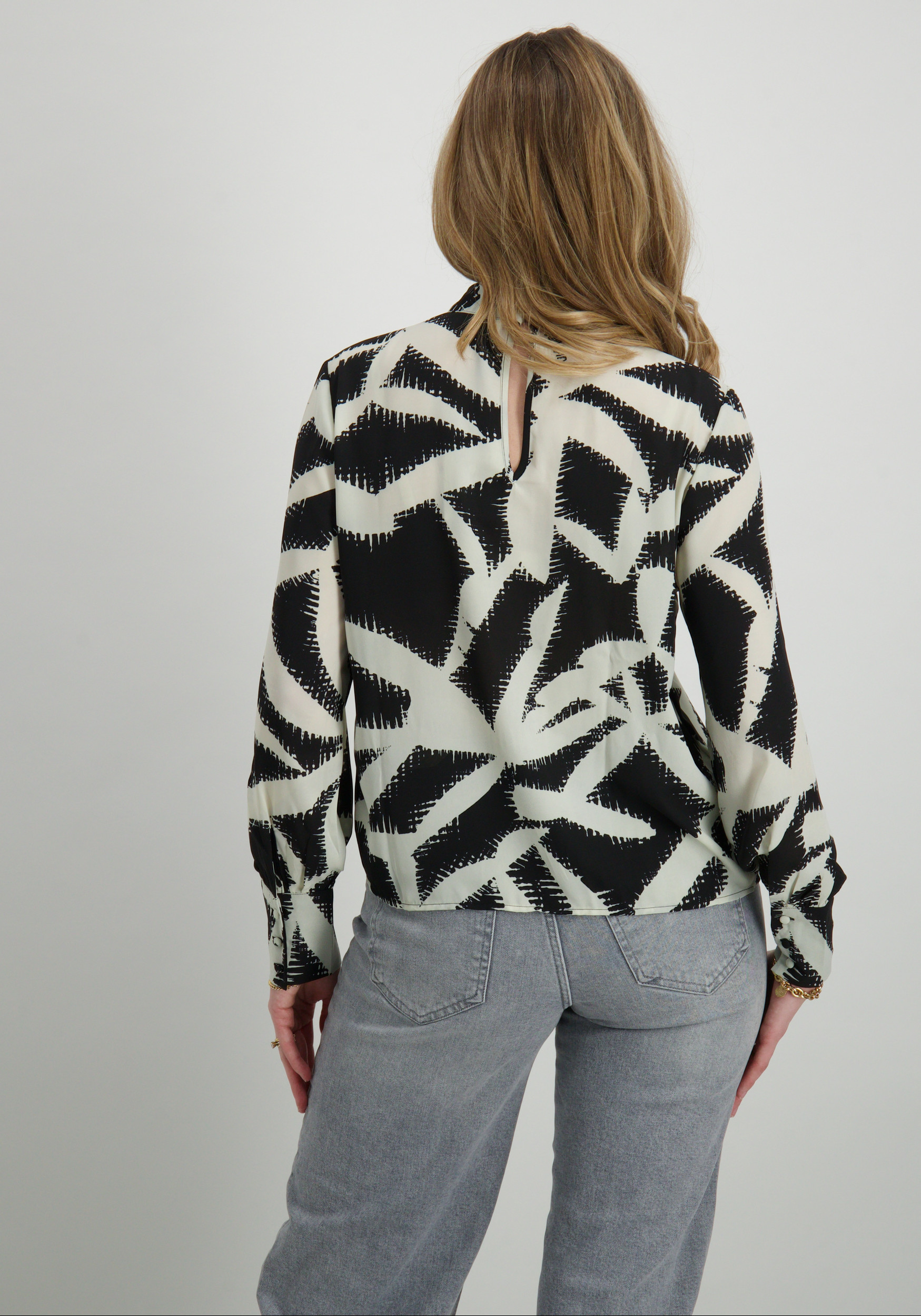 Jacqueline de jonge Blouse Base 15336122 Zwart/Wit