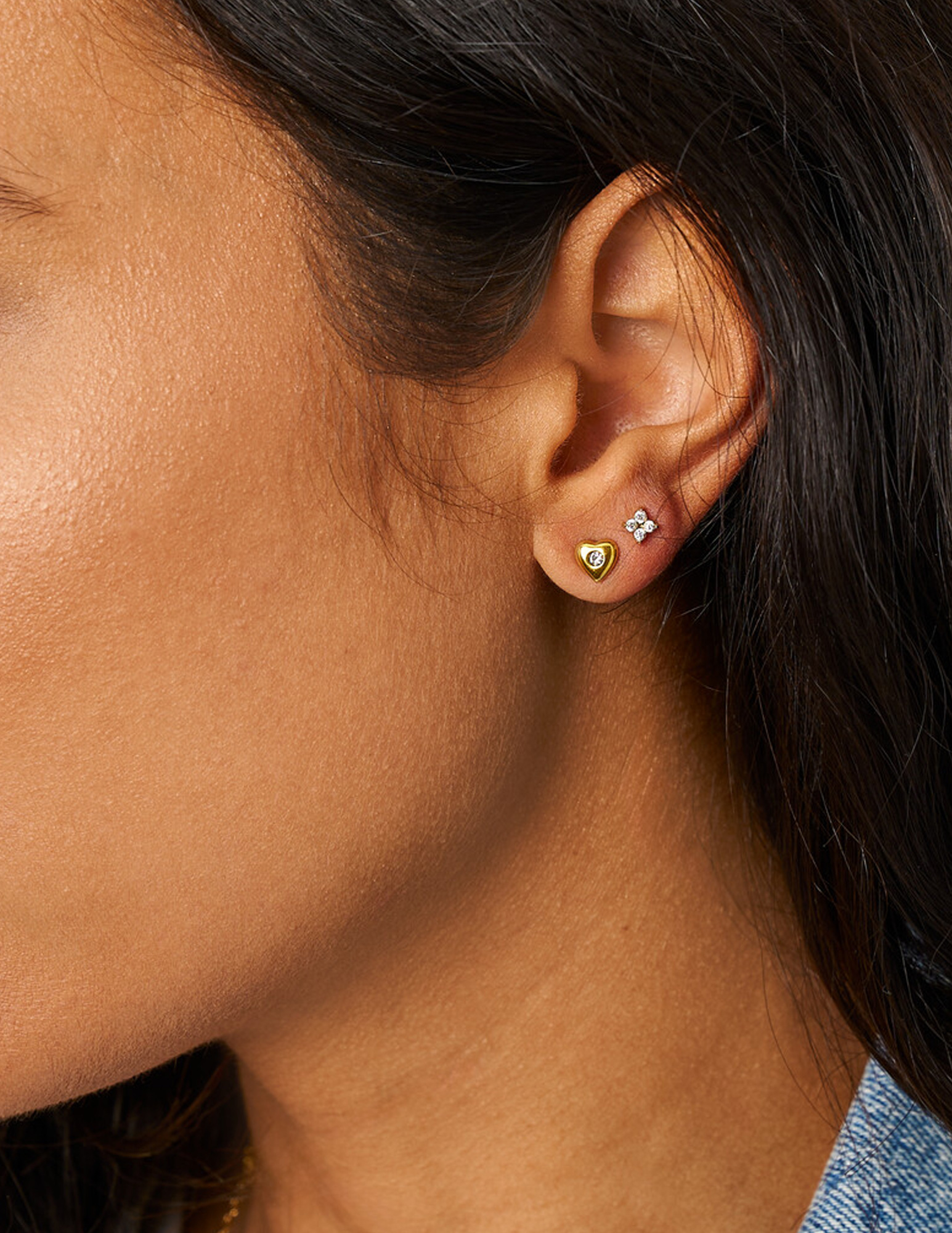 My Jewellery Studs met hartje en strass steen MJ14855 Goud