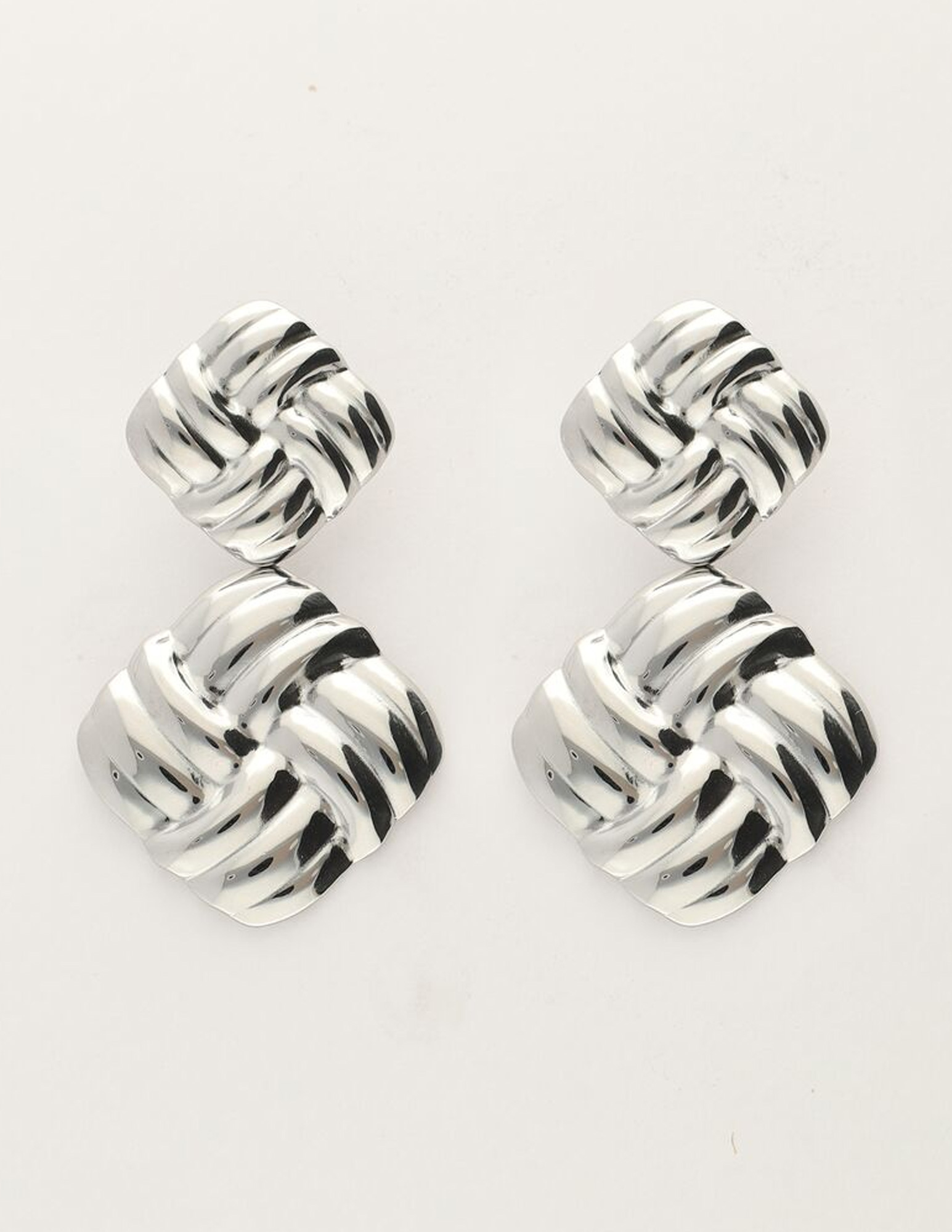 My Jewellery Vintage oorhangers vierkant gevlochten MJ11088 Zilver