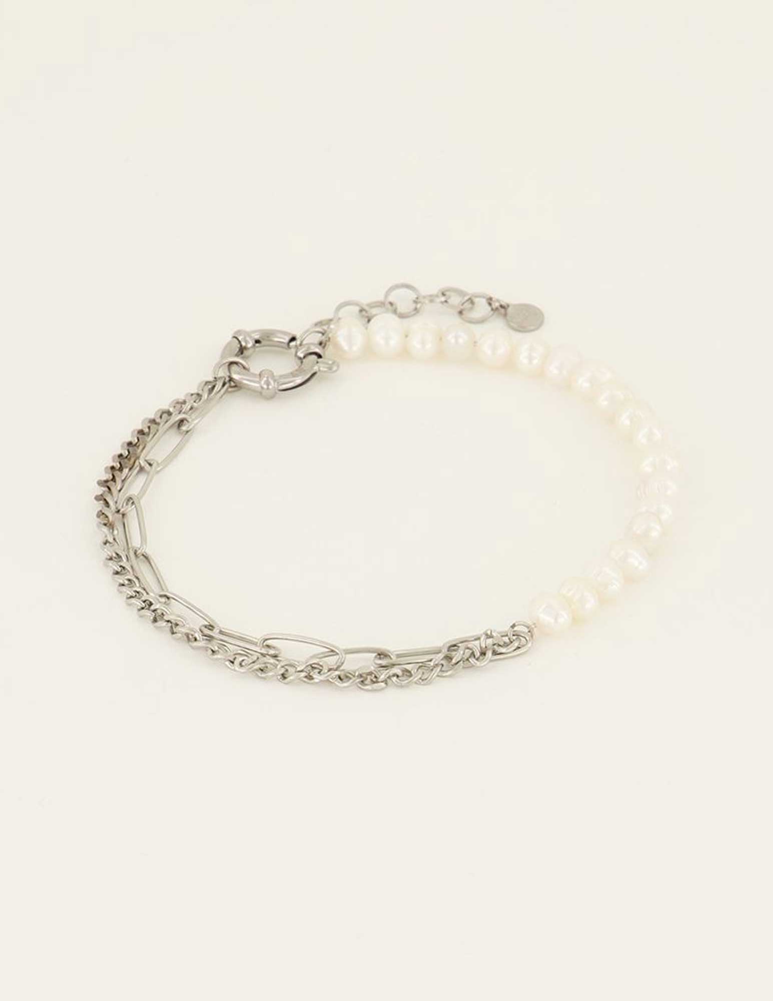 My Jewellery Enkelbandje Sunchasers schakels en parels MJ08010 Zilver