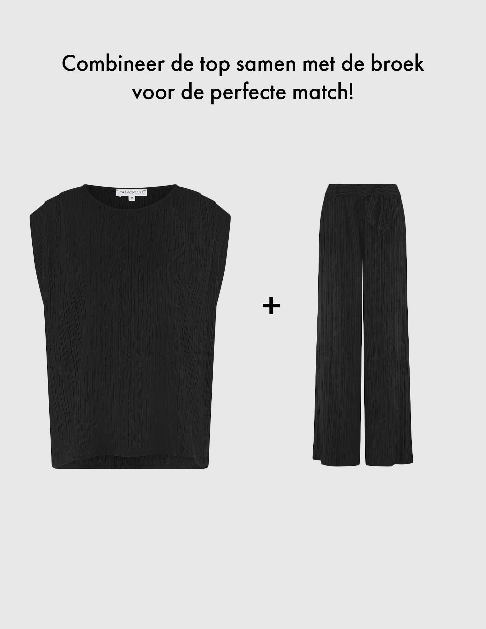 Tramontana Broek Crinkled S01-16-101 Zwart