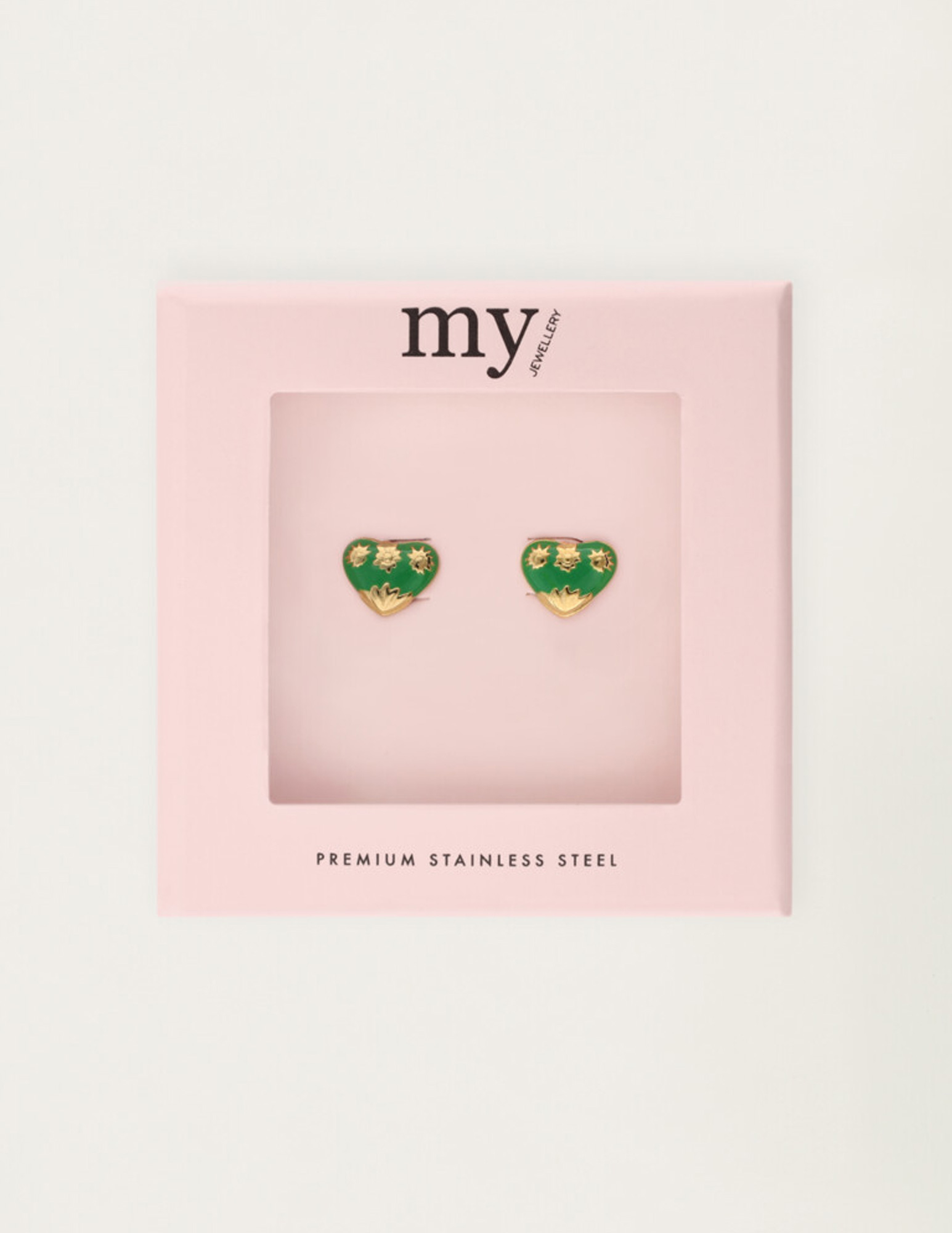 My Jewellery Studs groen mini hart MJ12096 Goud