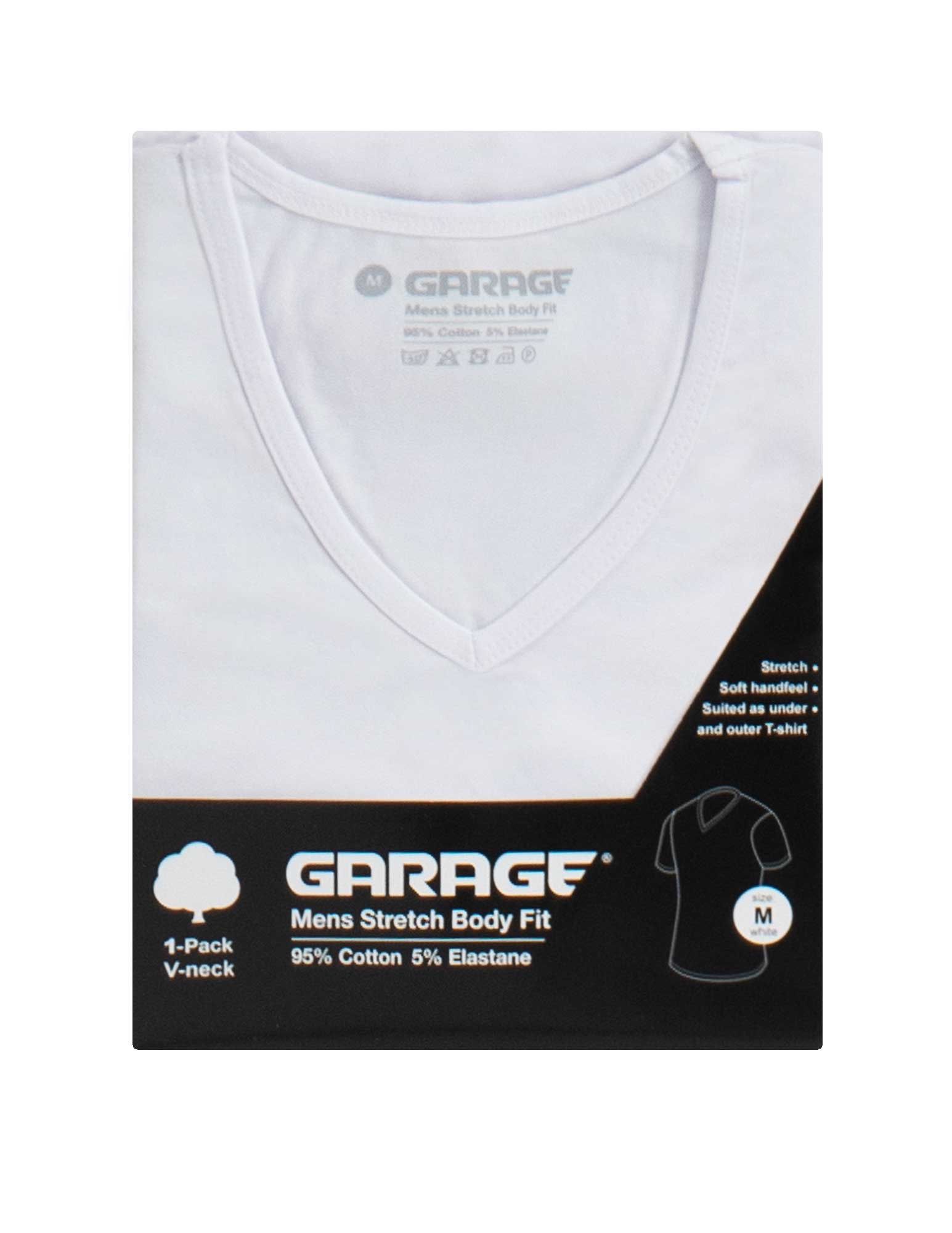Garage Basic bodyfit t-shirt V-hals 0202 Wit