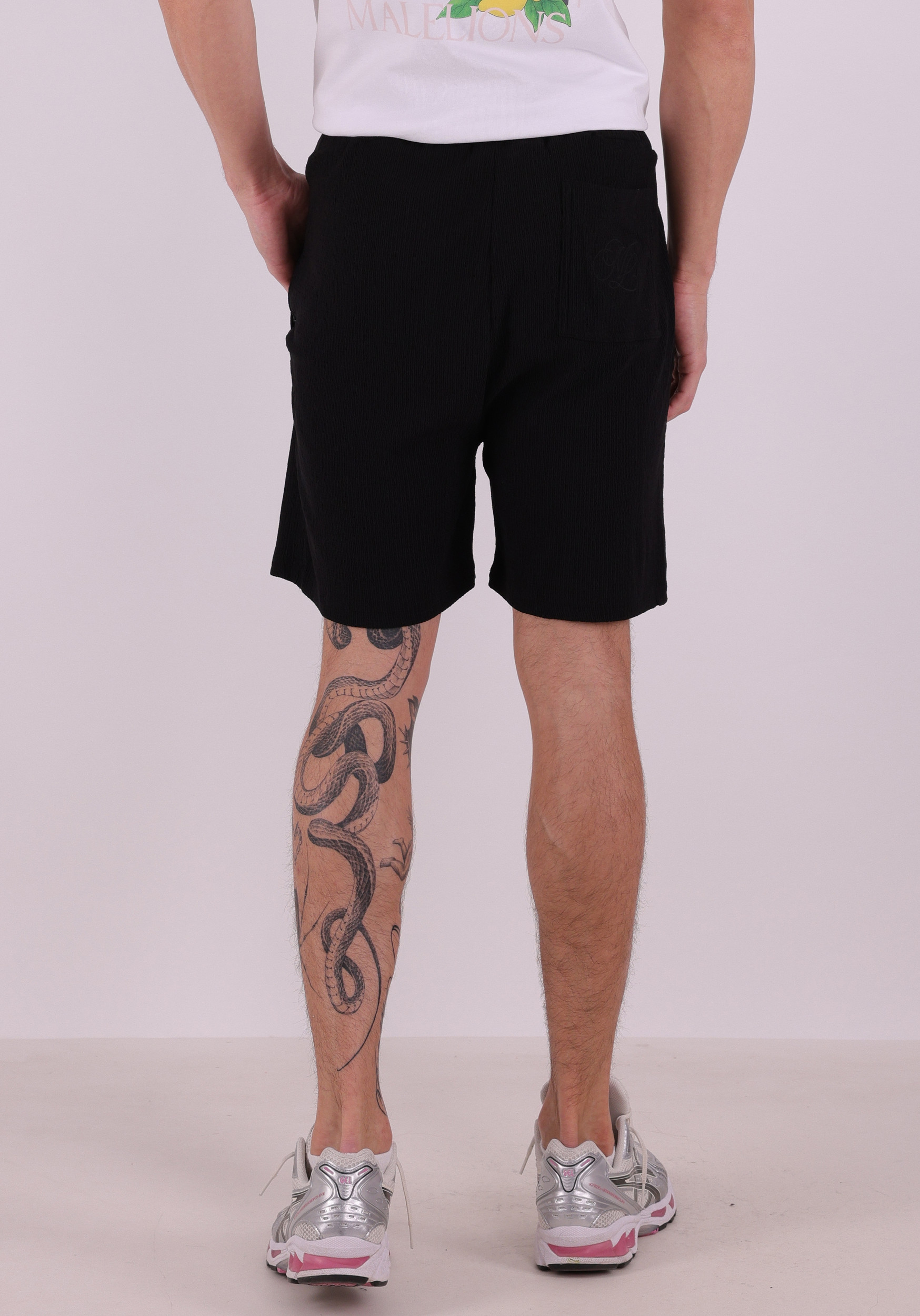 Malelions Short Emblem Seersucker MMC30026061 Zwart