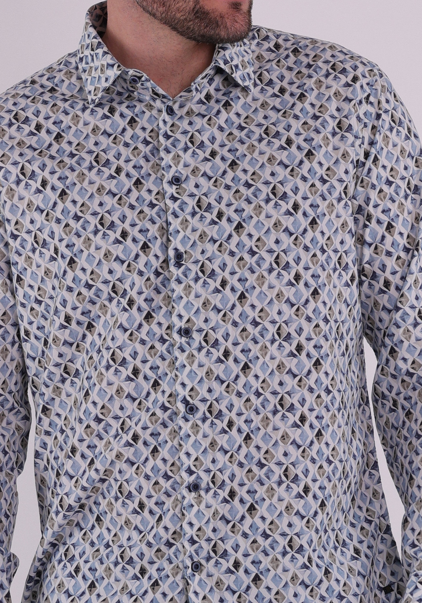 No Excess Overhemd all-over print 31430216 Licht blauw