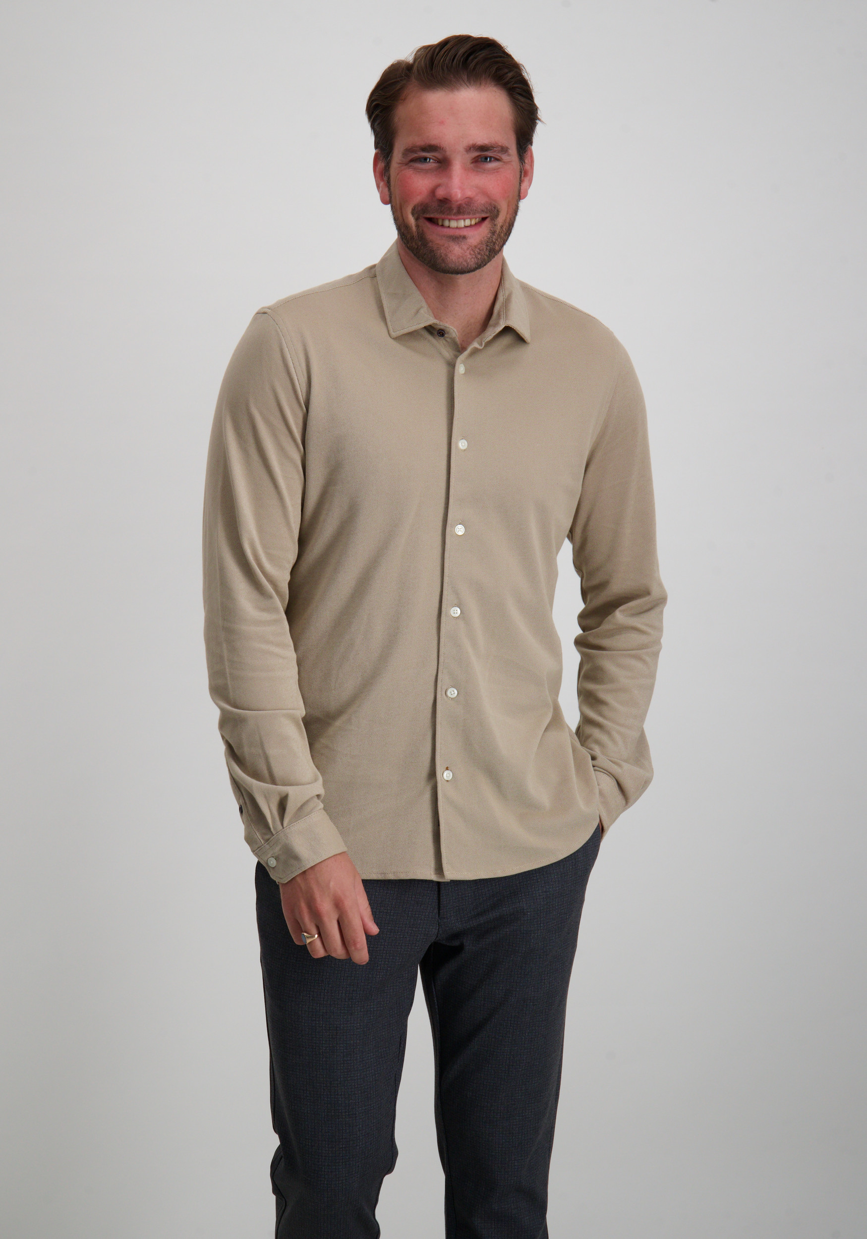 Petrol Overhemd M-3050-SIL402 Licht bruin