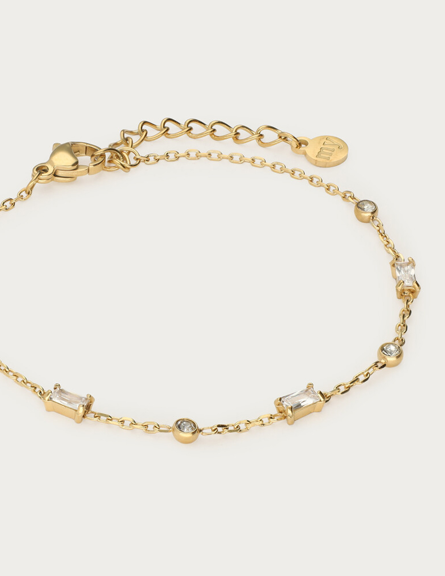 My Jewellery Armband met ronde en vierkante strass MJ14835 Goud