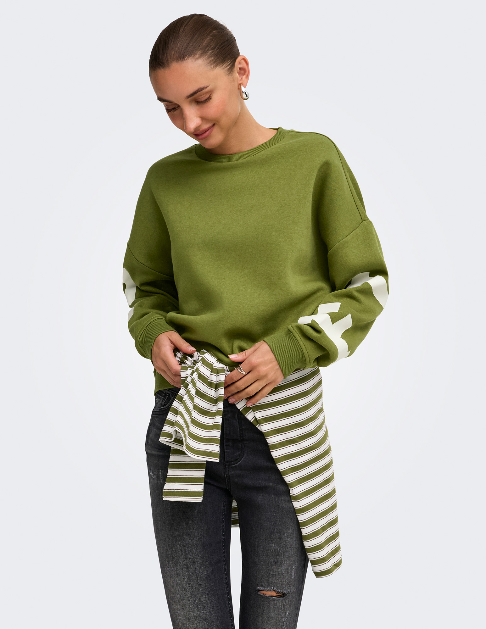 ONLY Sweater backprint 15356793 Midden groen