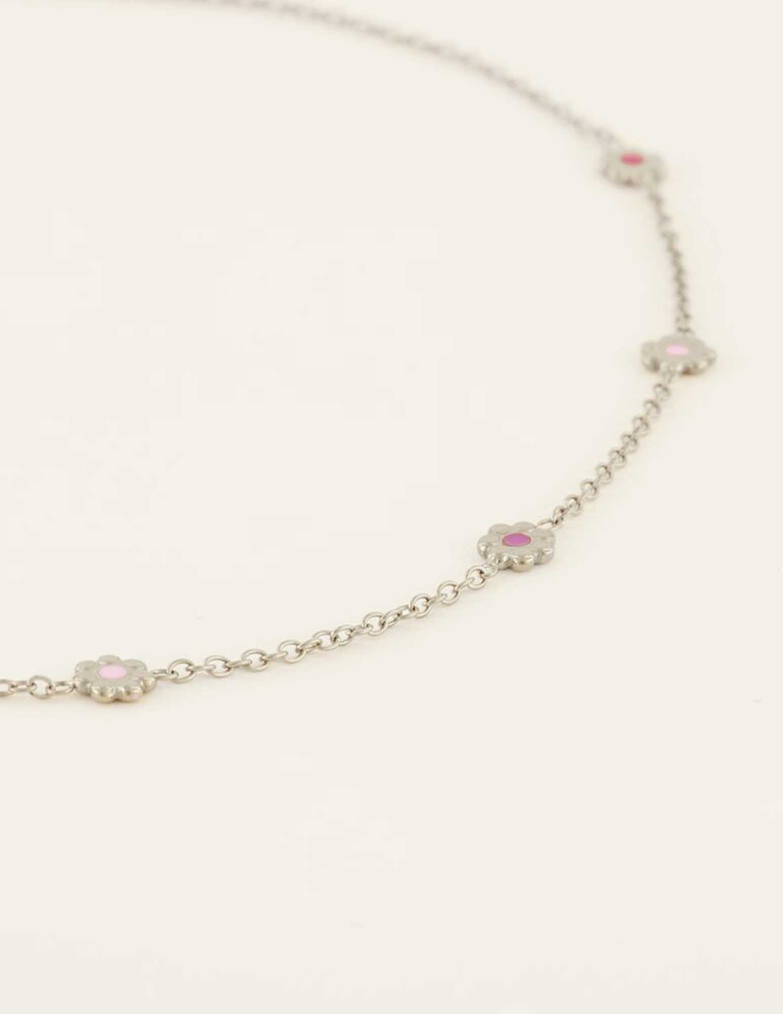 My Jewellery Ketting met bloemen MJ07966 Zilver