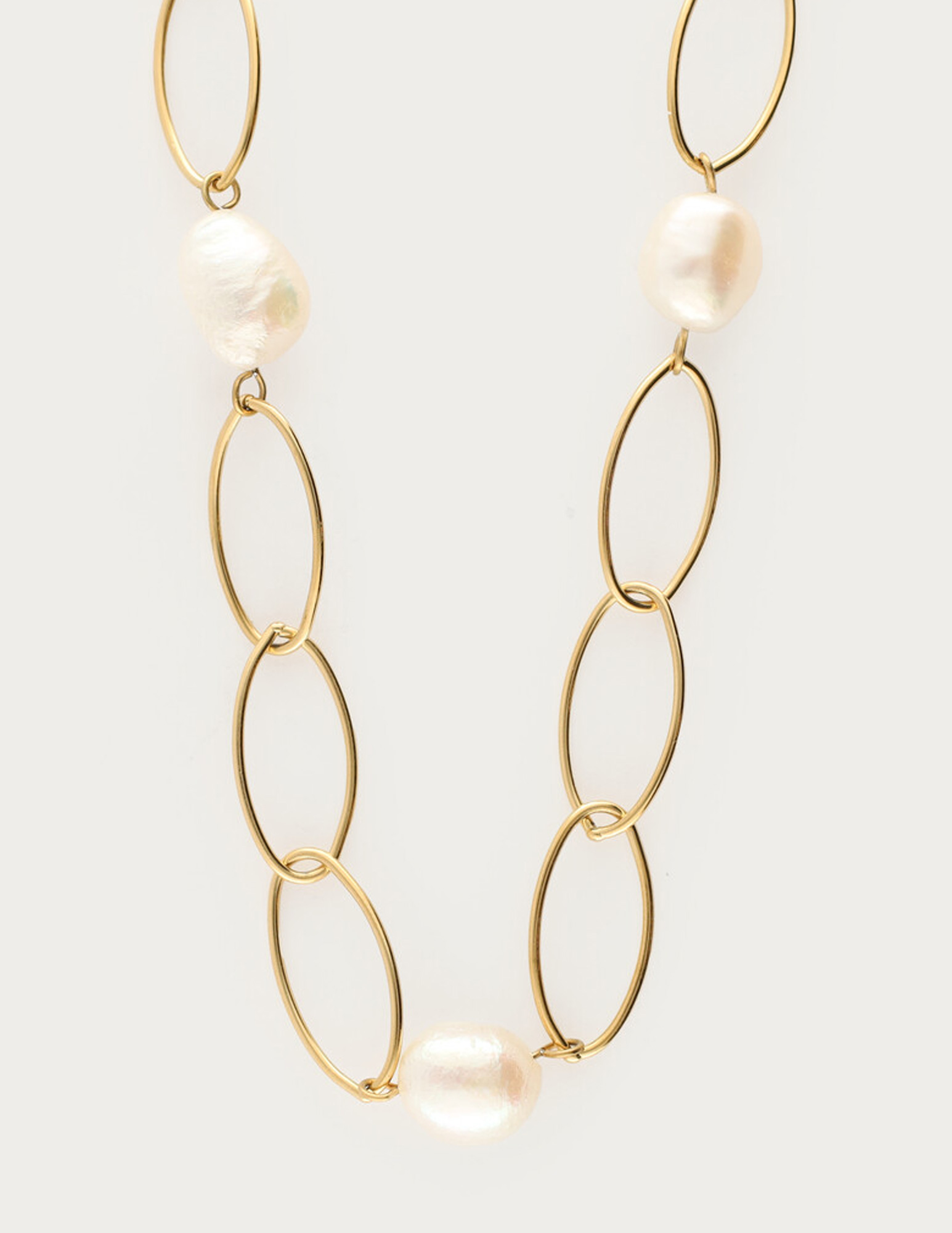 My Jewellery Bold schakelketting met zoetwaterparels MJ14112 Goud