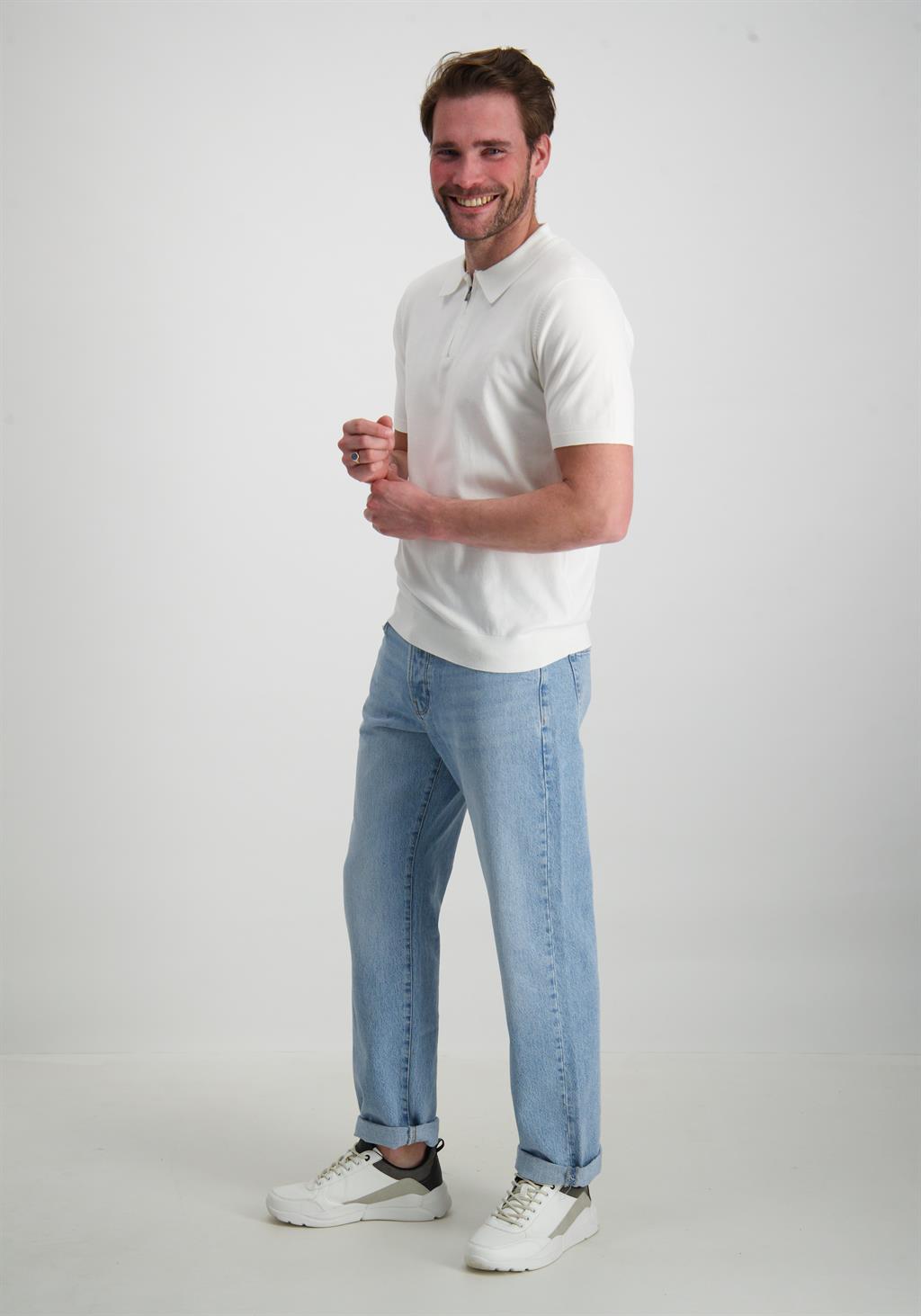 Pure White Polo met rits 24010804 Wolwit-ecru