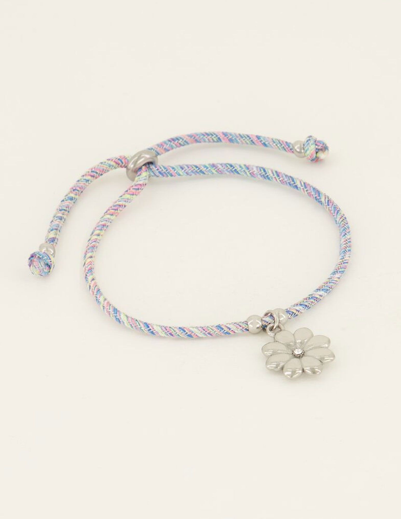 My Jewellery Gevlochten armband met bloem MJ07897 Zilver