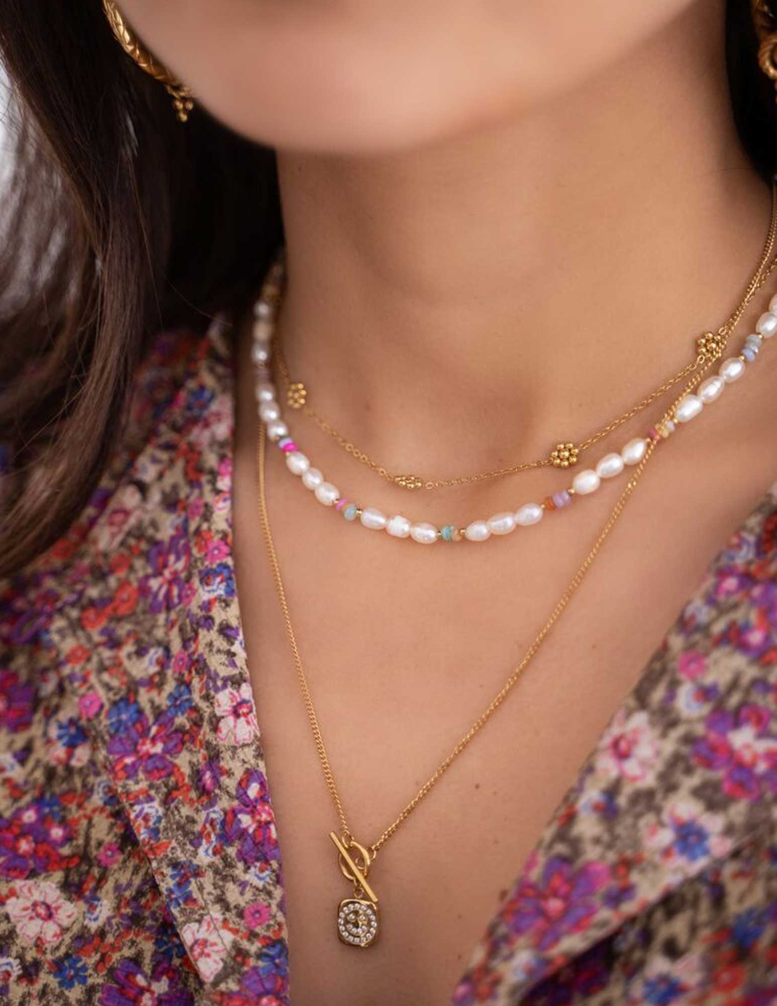 My Jewellery Ketting met bloemetjes MJ08181 Zilver