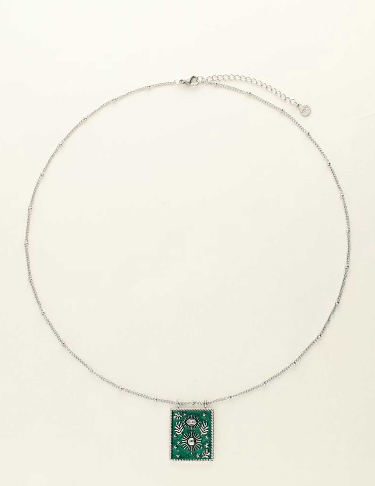 My Jewellery Mystic ketting met groene bedel MJ09421 Zilver