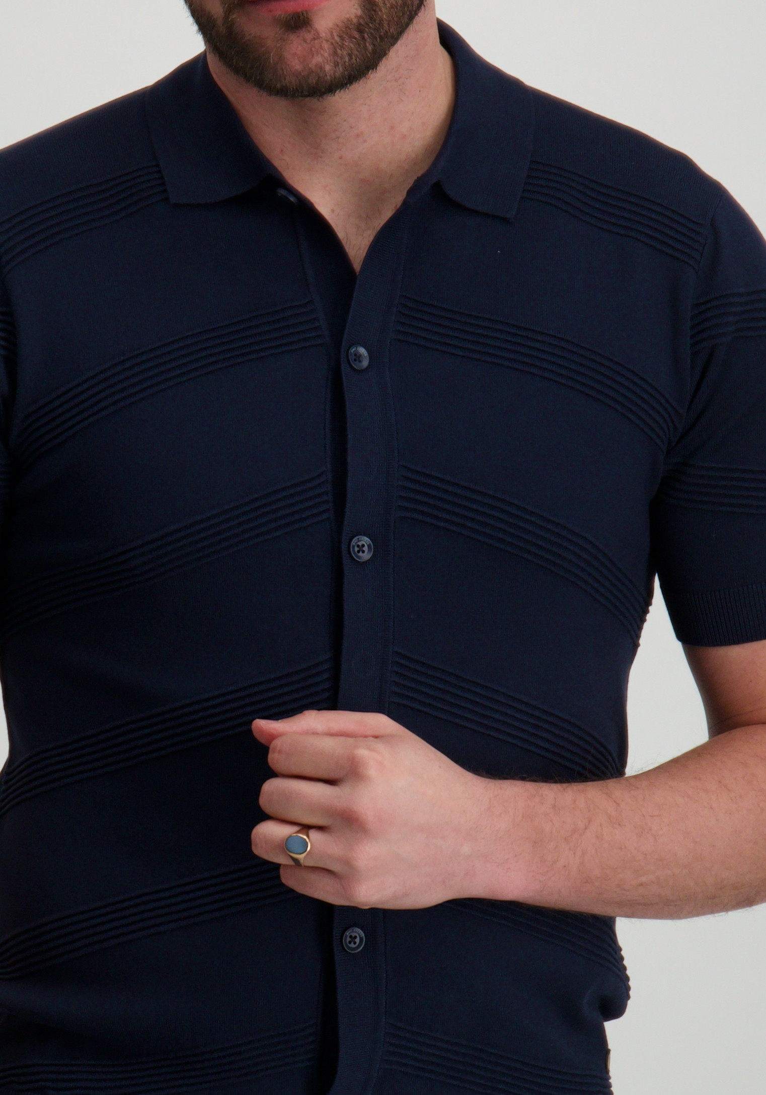 No Excess Polo full button 27210271 Blauw